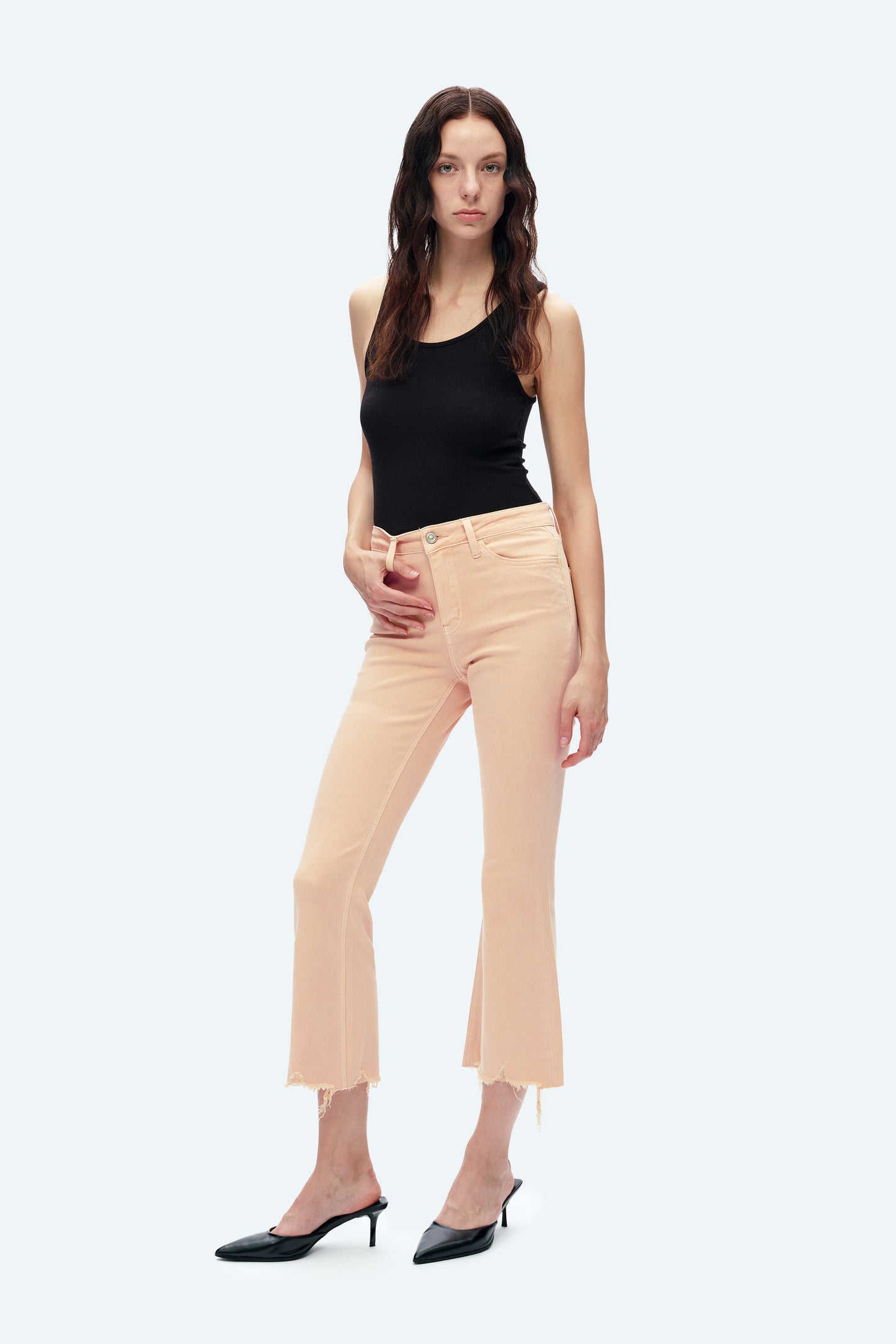 ALICE MID RISE CROP FLARE JEANS BYF1102 BLEACHED APRICOT