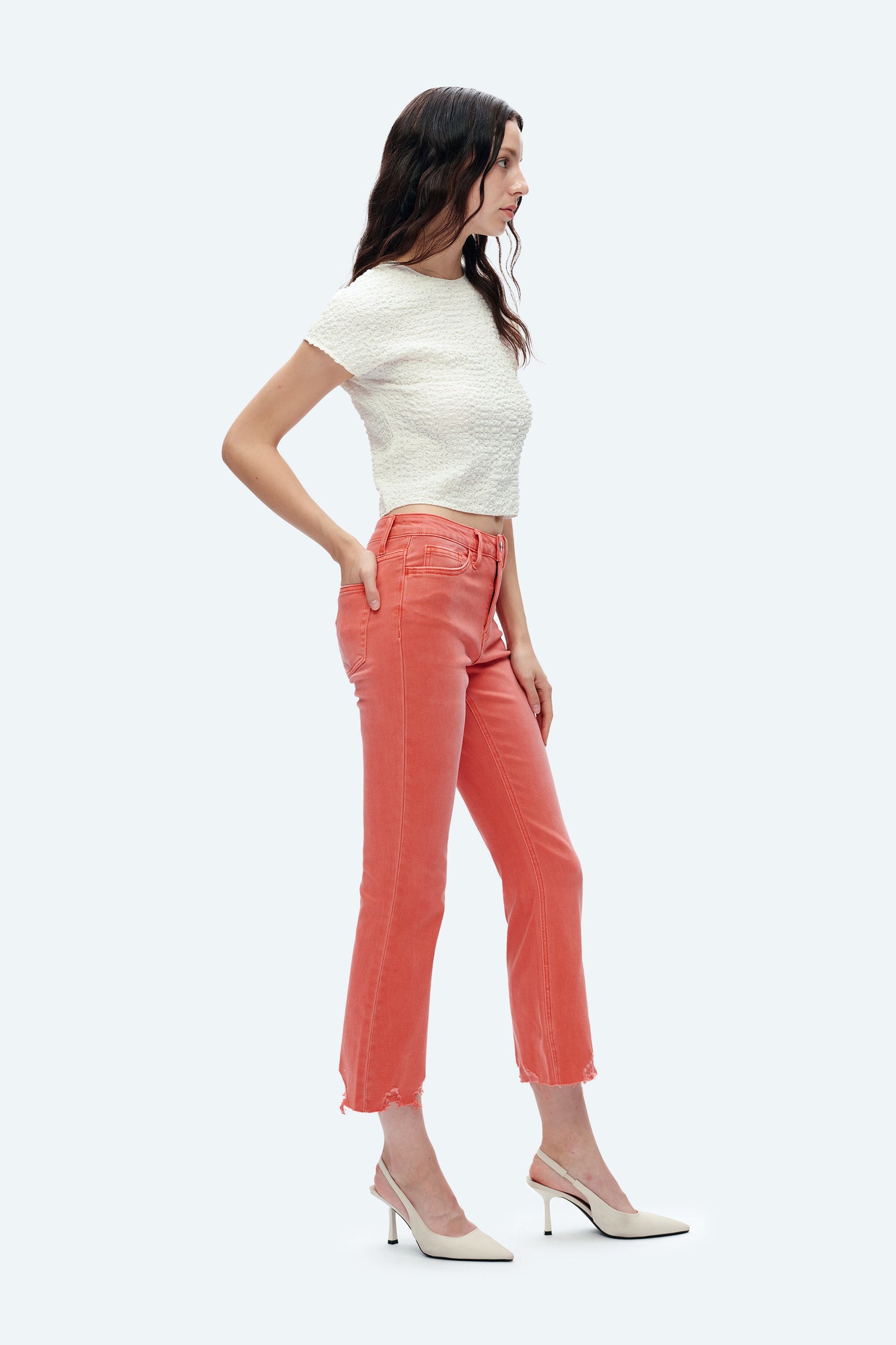 ALICE MID RISE CROP FLARE JEANS BYF1102 TANGERINE TANGO