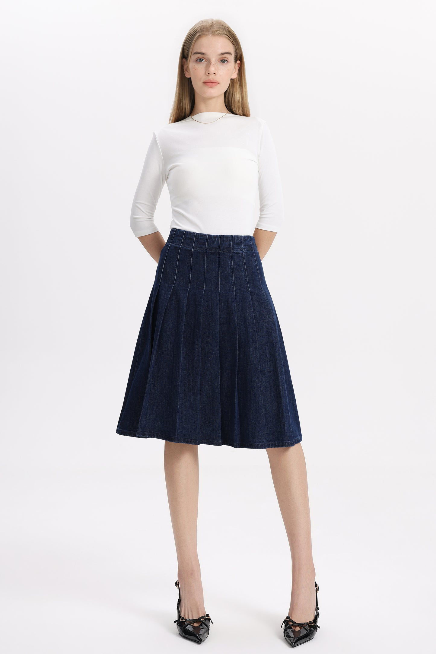 CAIUS HIGH RISE PLEATED SKIRT