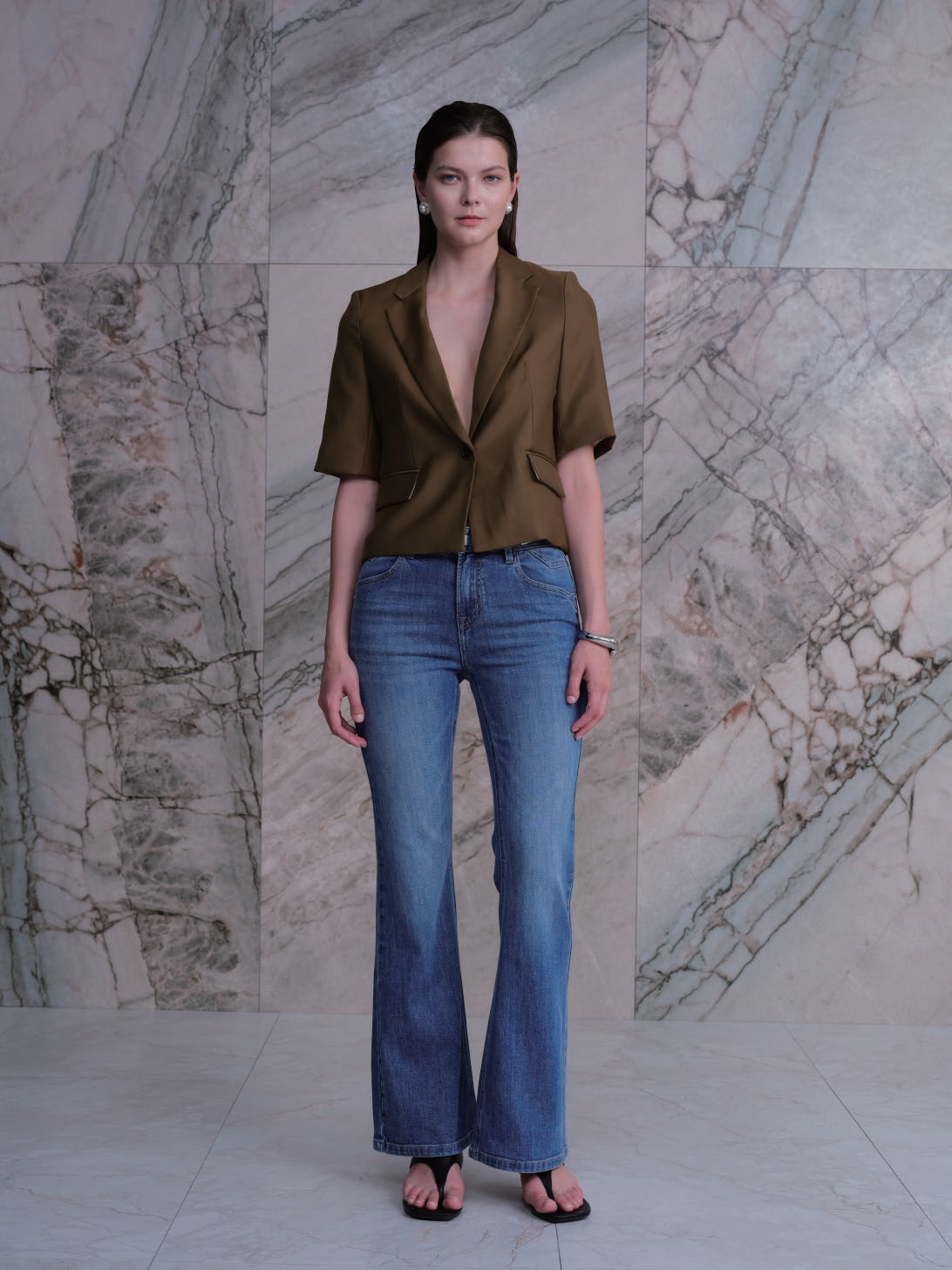 AOSTIN M-HIGH FLARE FULL JEANS BYF1246