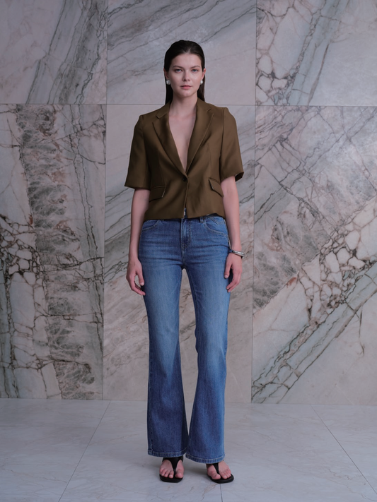 AOSTIN M-HIGH FLARE FULL JEANS BYF1246