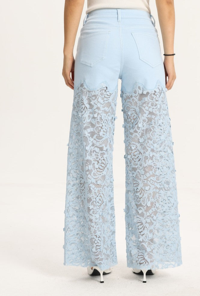 HIGH RISE LACE PANTS WITH RHINESTONE BYW8090