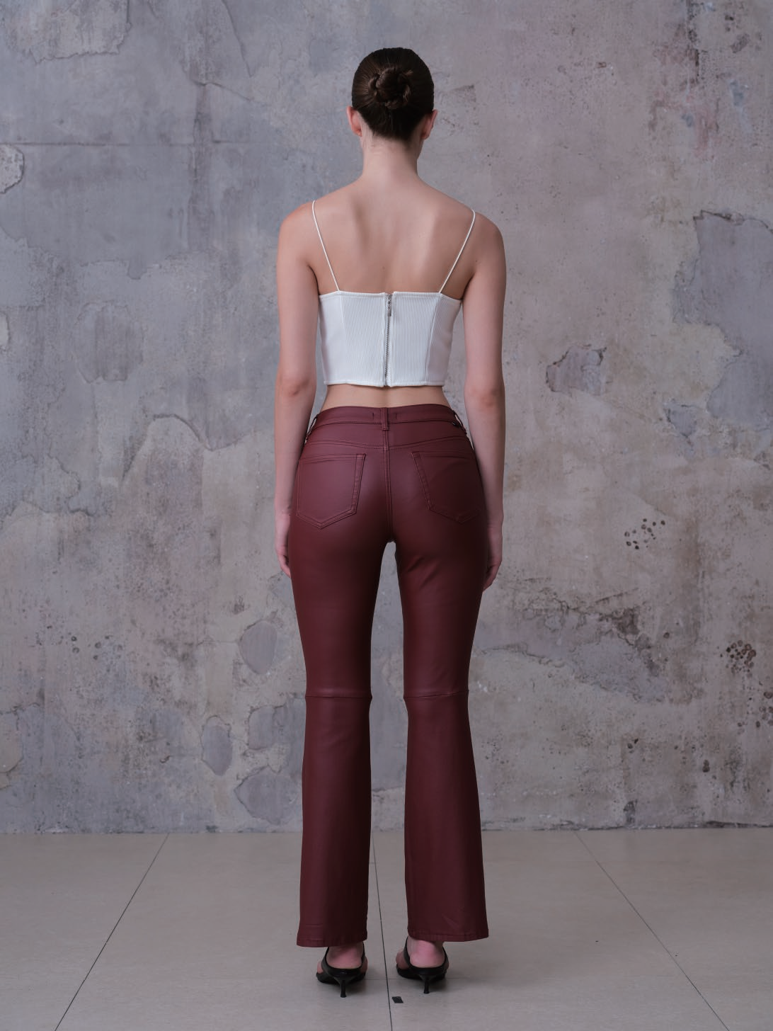 LOS ANGELES MID RISE BOOTCUT PU PANTS BYF1248