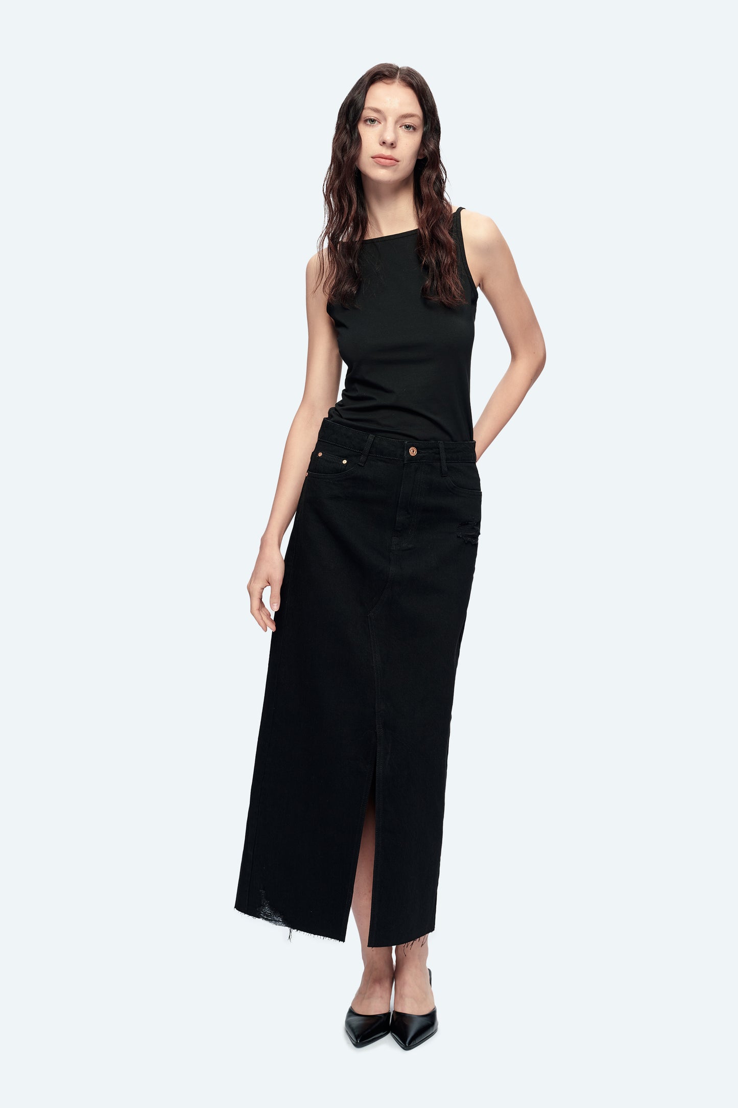 ALICE LONG SKIRTS WITH SLIT BYK7036 (BYHE179) BLACK