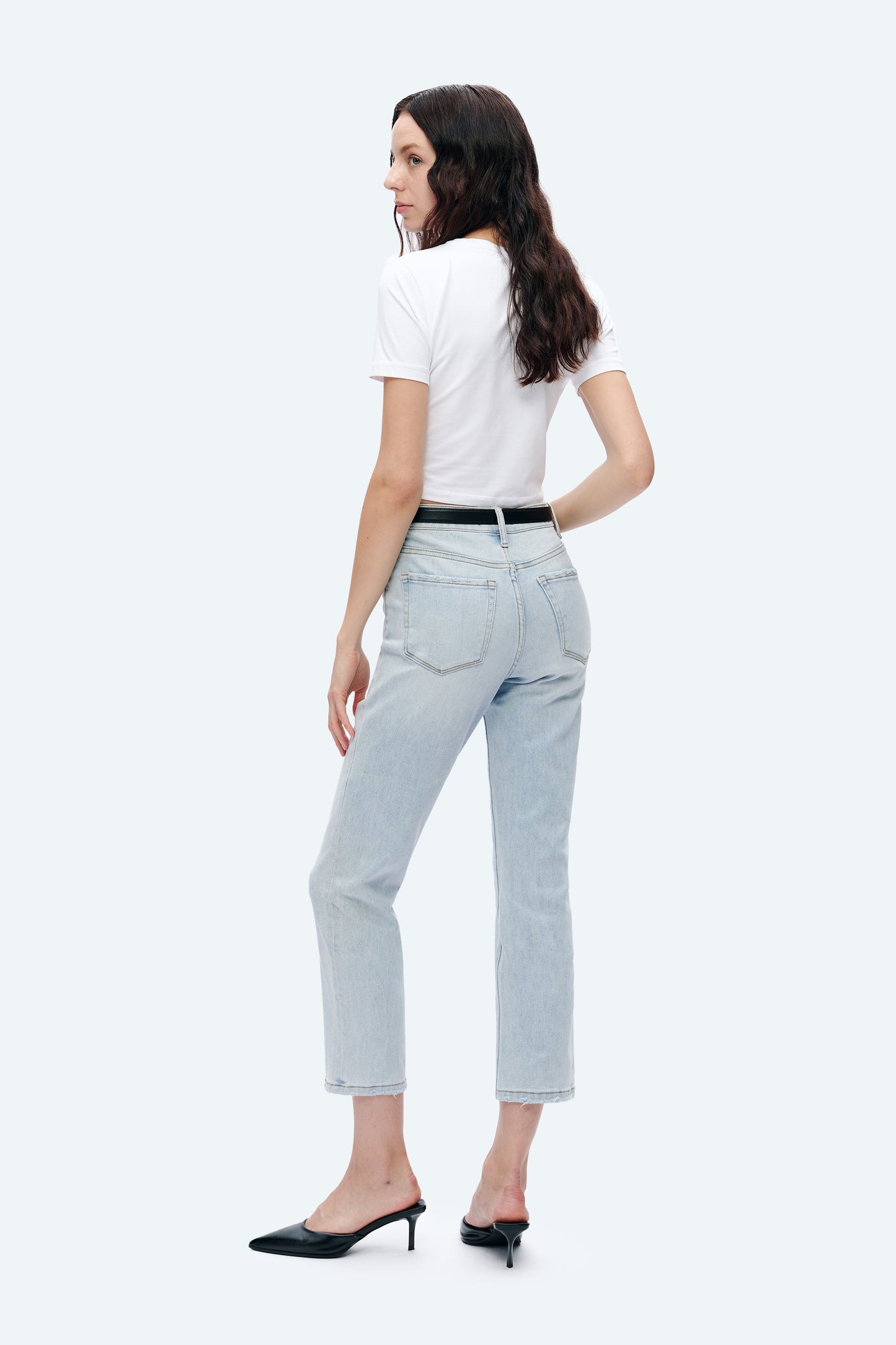 HIGH RISE STRAIGHT LEG JEANS BYT5145 LIGHT BLUE