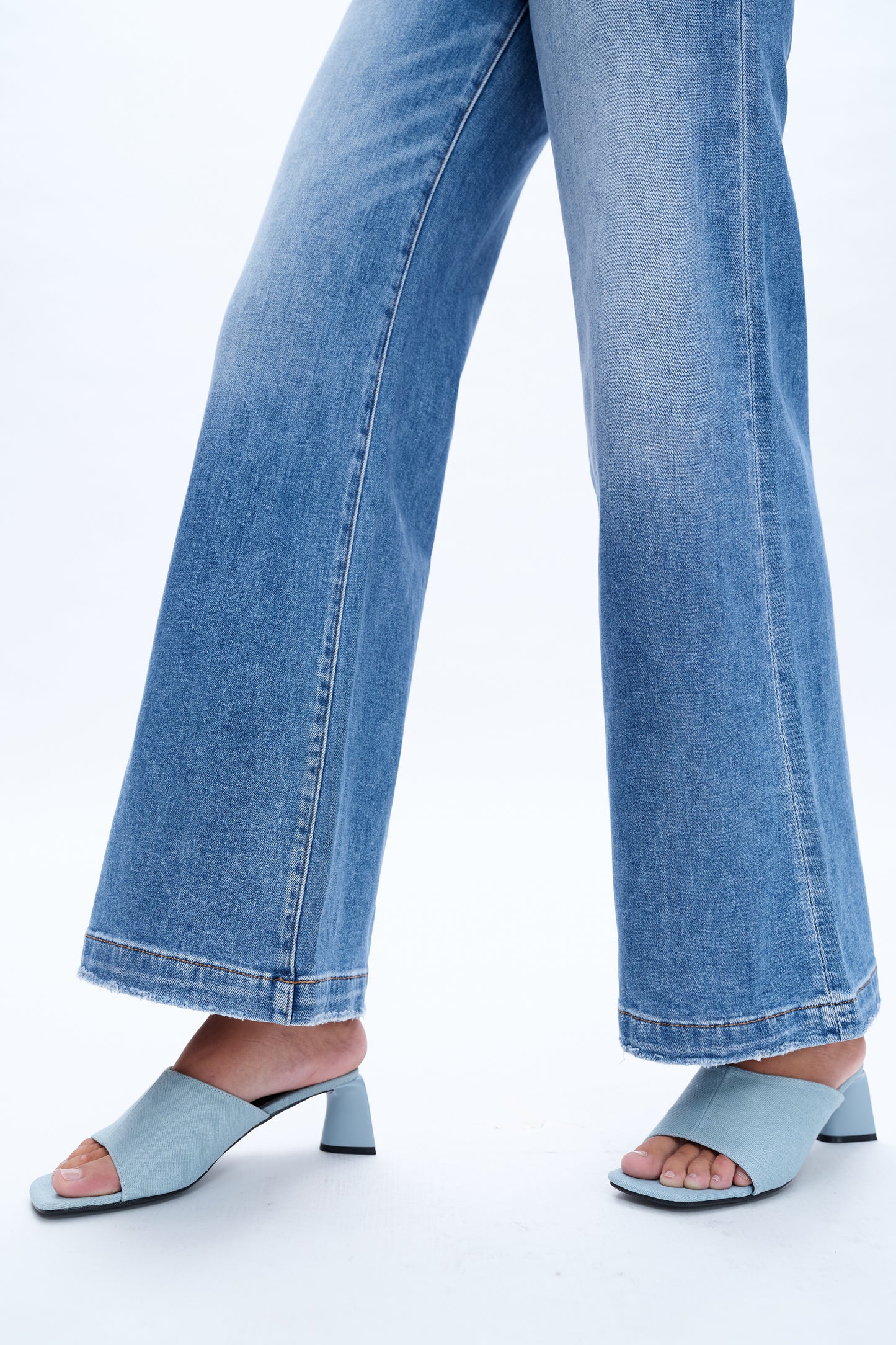 HIGH RISE WIDE LEG JEANS BYW8117 MEDIUM BLUE