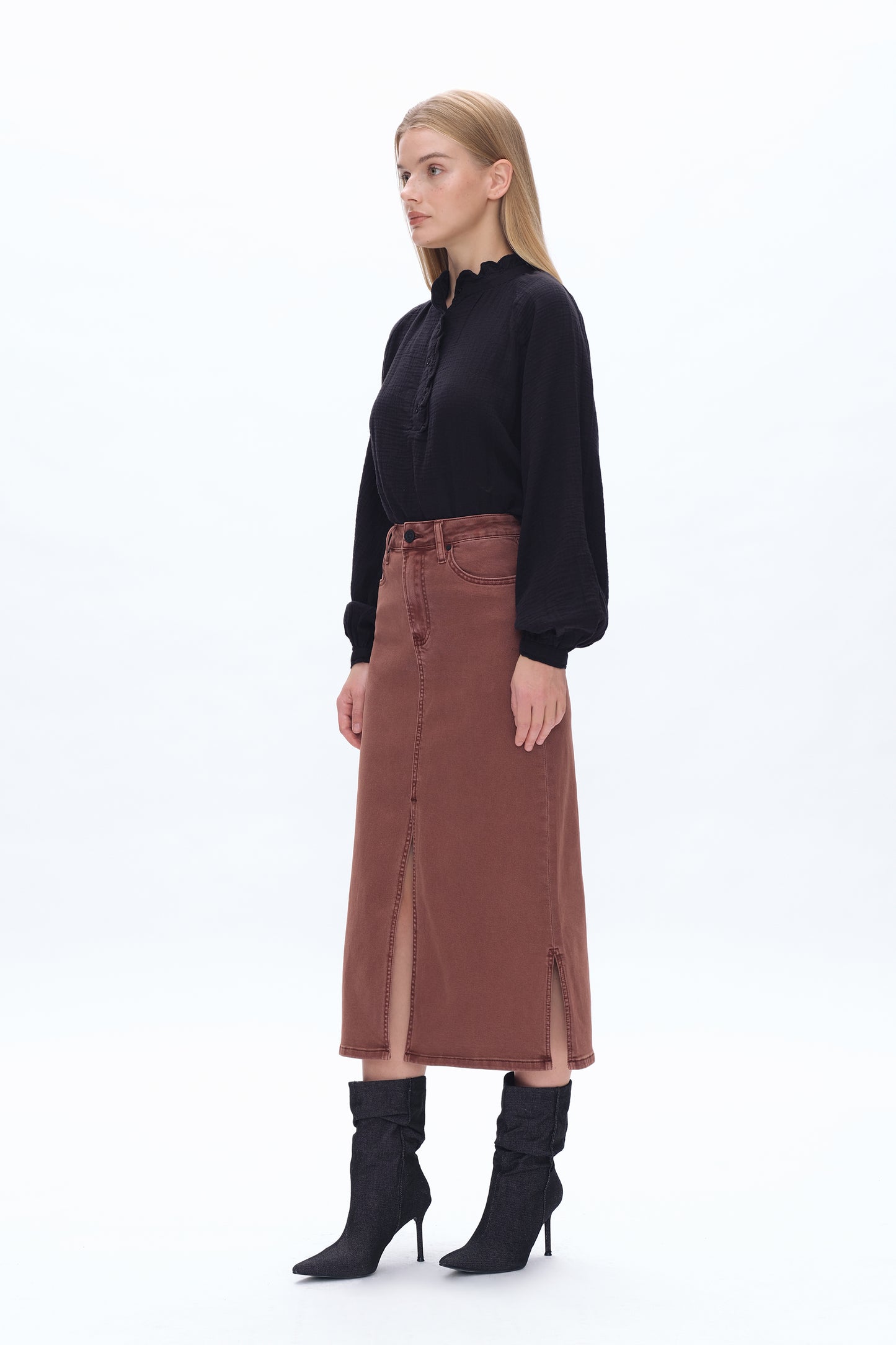 LILA STRETCH FISHTAIL SKIRT BYK7035 (BYLY058) CAPPUCCINO