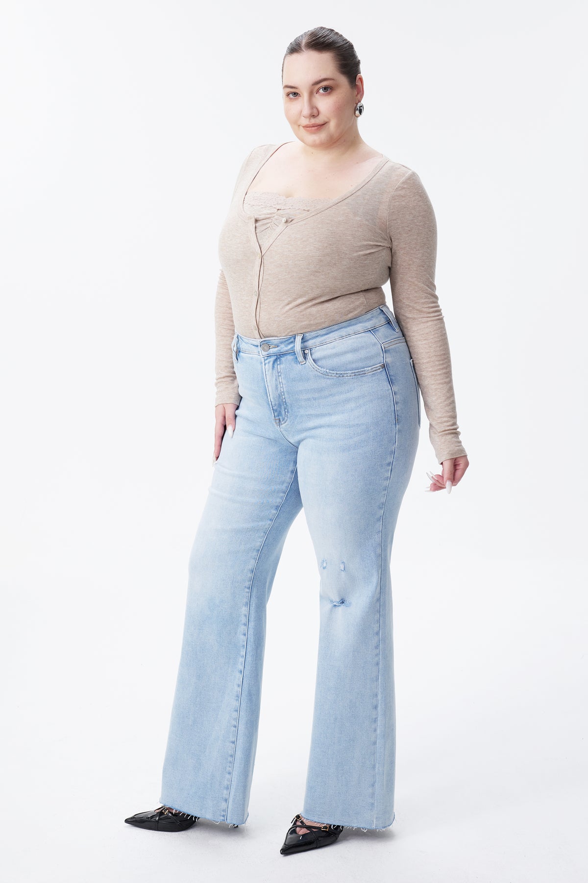 PLUS HIGH RISE WIDE LEG JEANS
