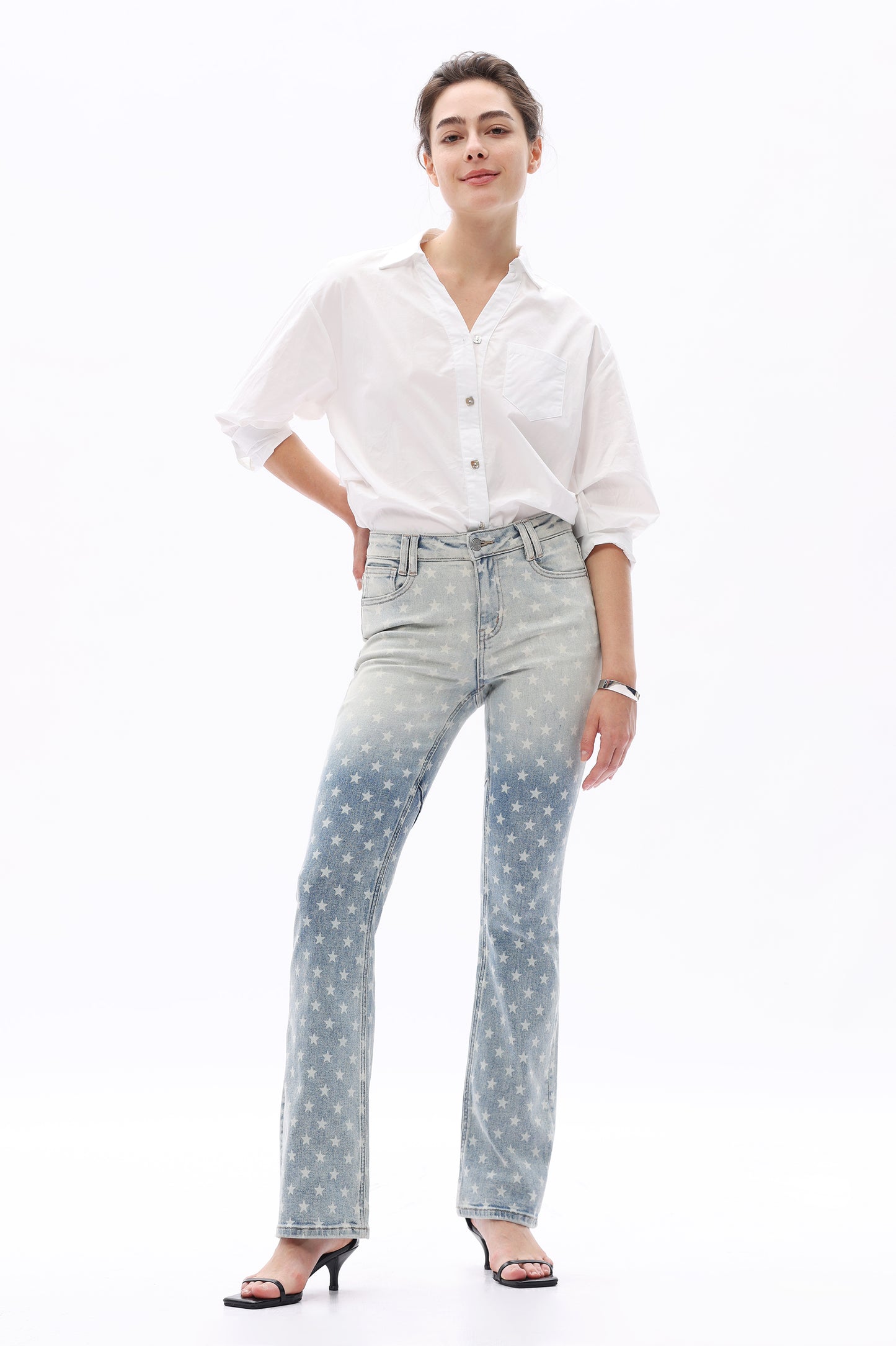 MID RISE BOOTCUT WITH STAR PRINT