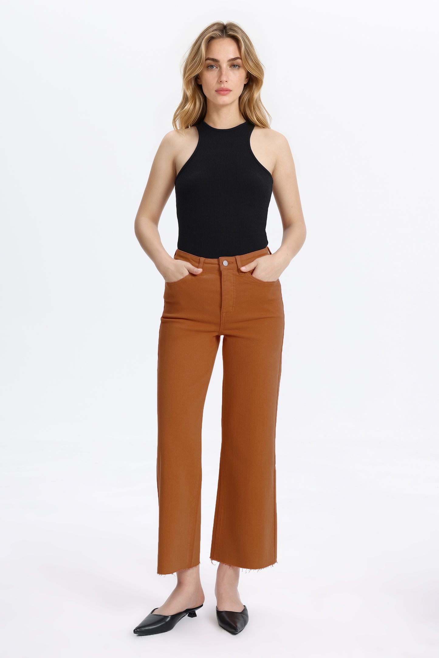 HIGH RISE WIDE LEG BYW8015 BURNT ORANGE