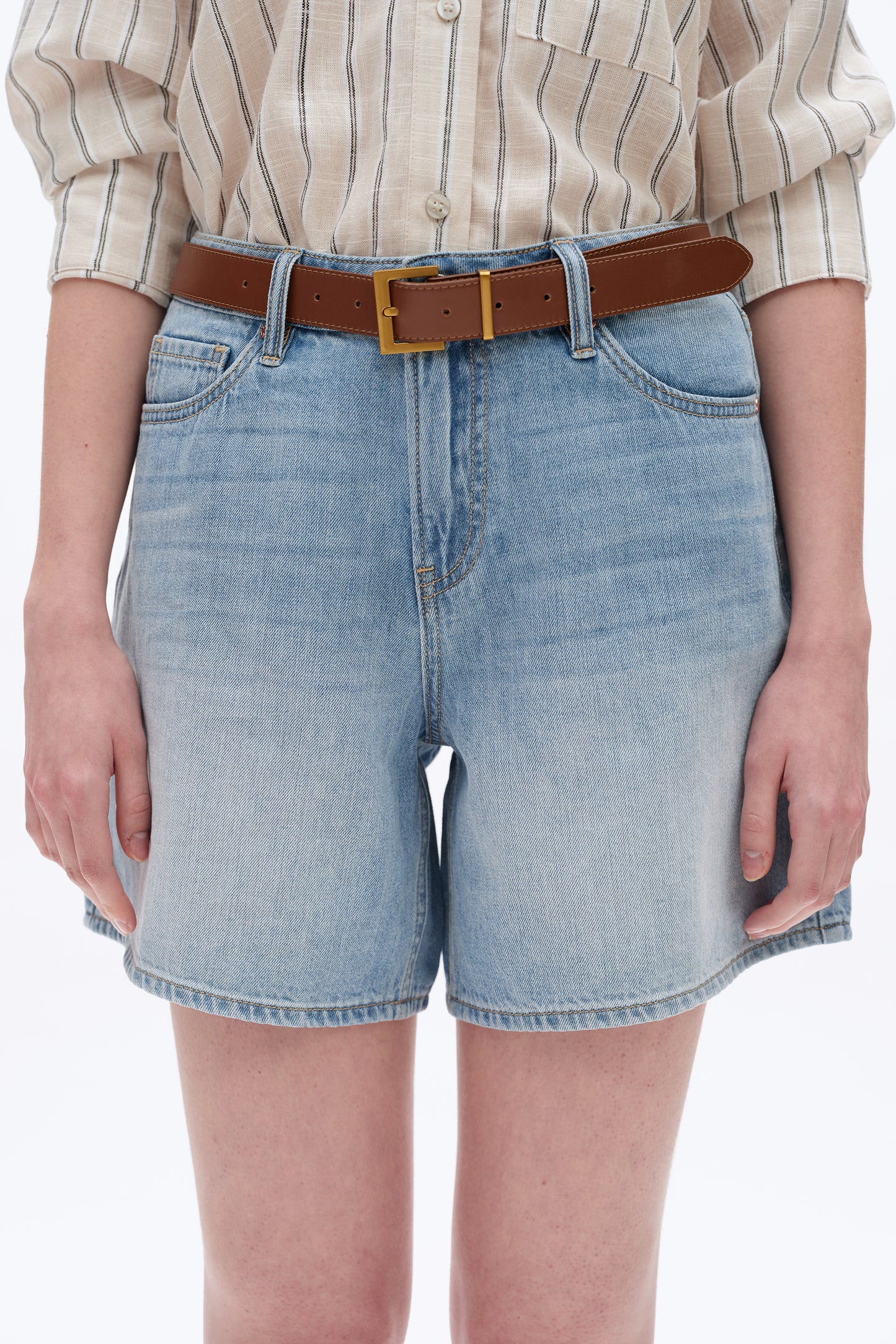 MID RISE DENIM SHORTS BYH6120 (BYHE258) LIGHT BLUE