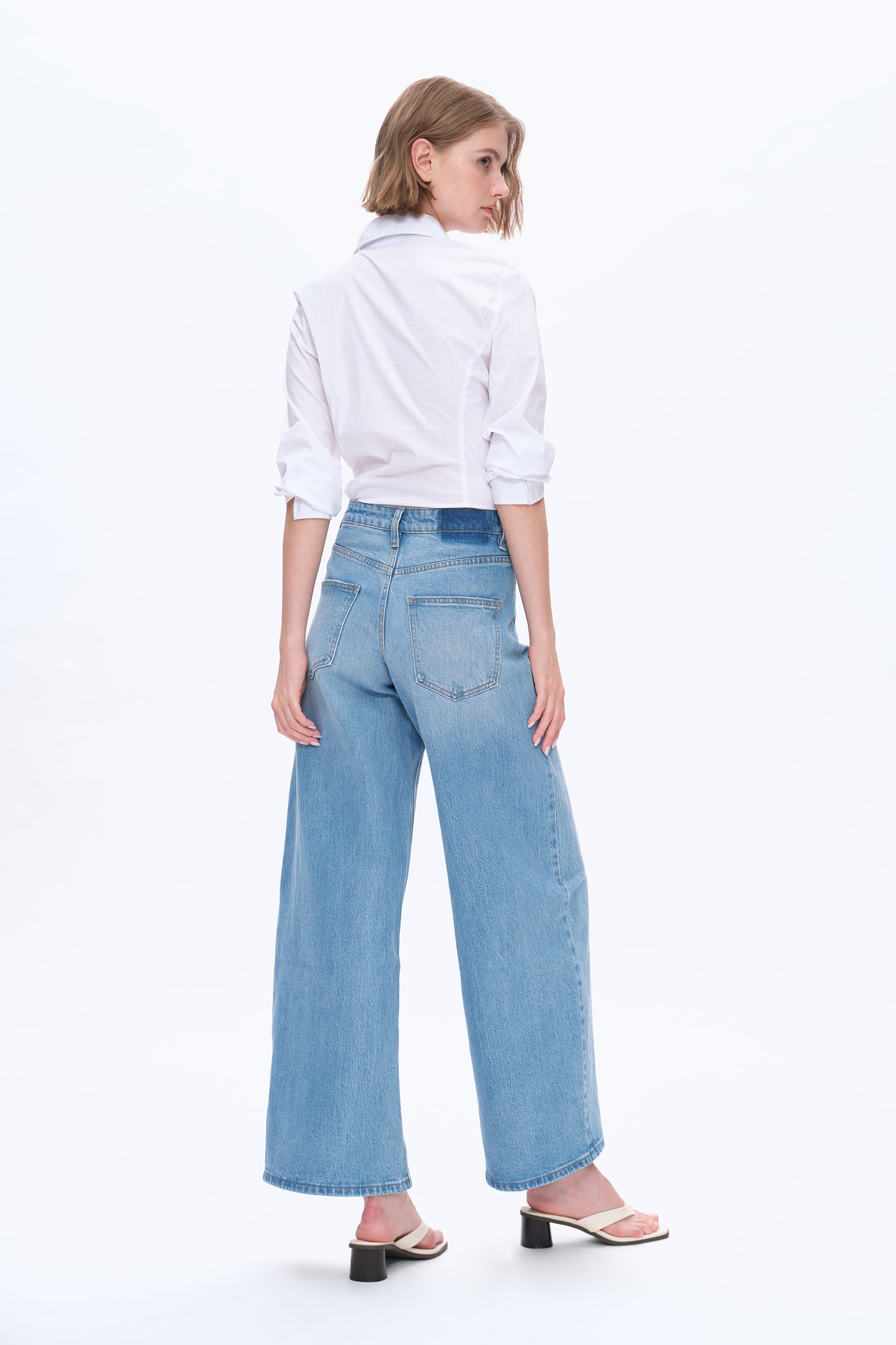 DAISY HIGH RISE WIDE LEG DENIM JEANS BYW8155 (BYGG008) LIGHT BLUE