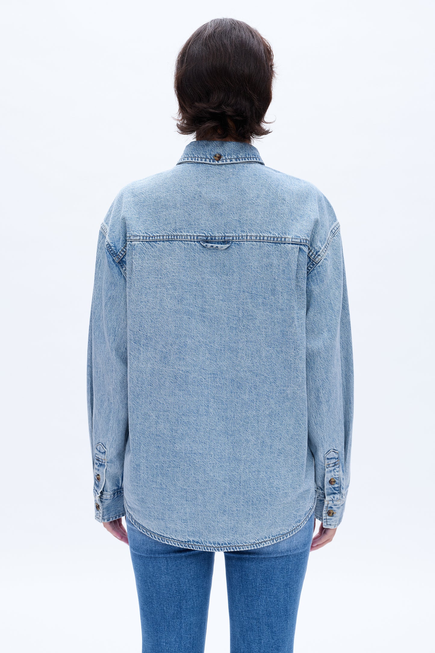 OVERSIZED DENIM SHIRT BYJ9046 LIGHT BLUE