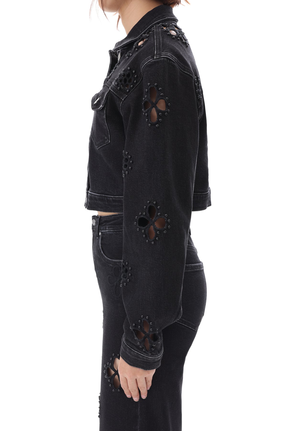BOSTON CROPPED DENIM JACKET BYJ9078 BLACK