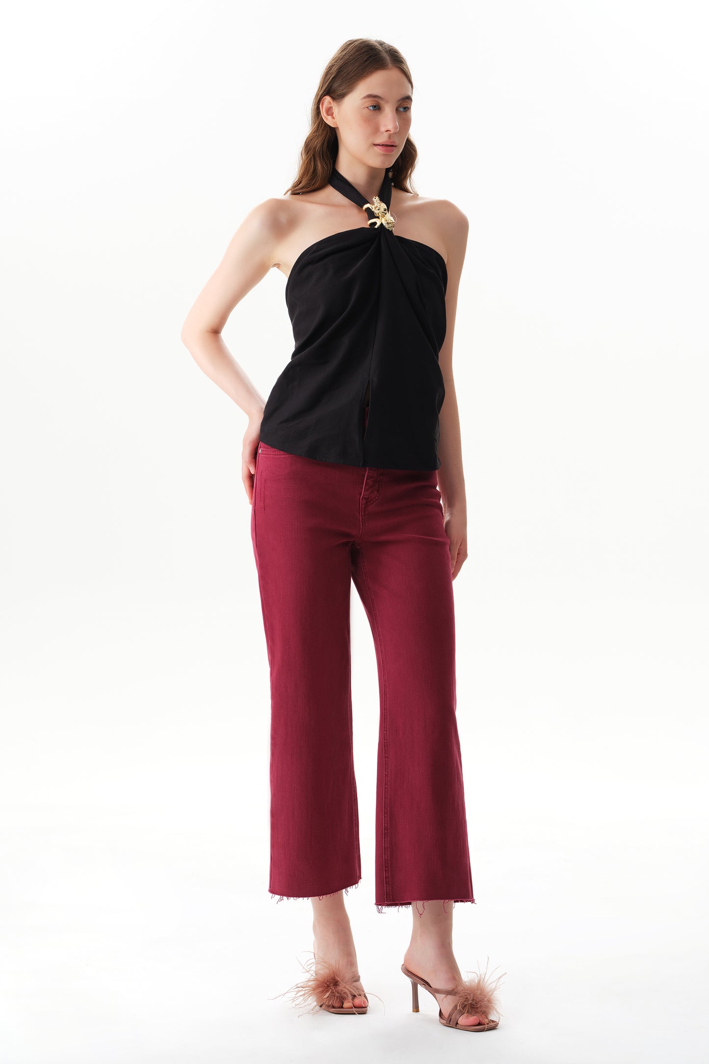 HIGH RISE WIDE LEG (WINE)BYW8015