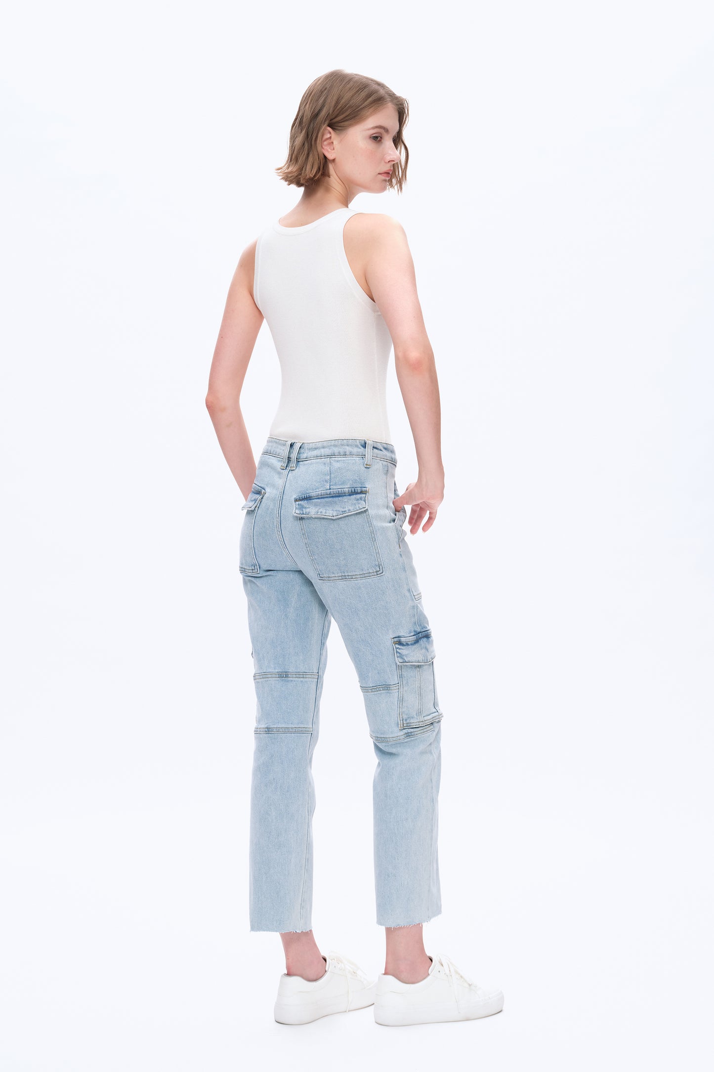 HIGH RISE STRAIGHT LEG DENIM JEANS BYT5037-A LIGHT BLUE