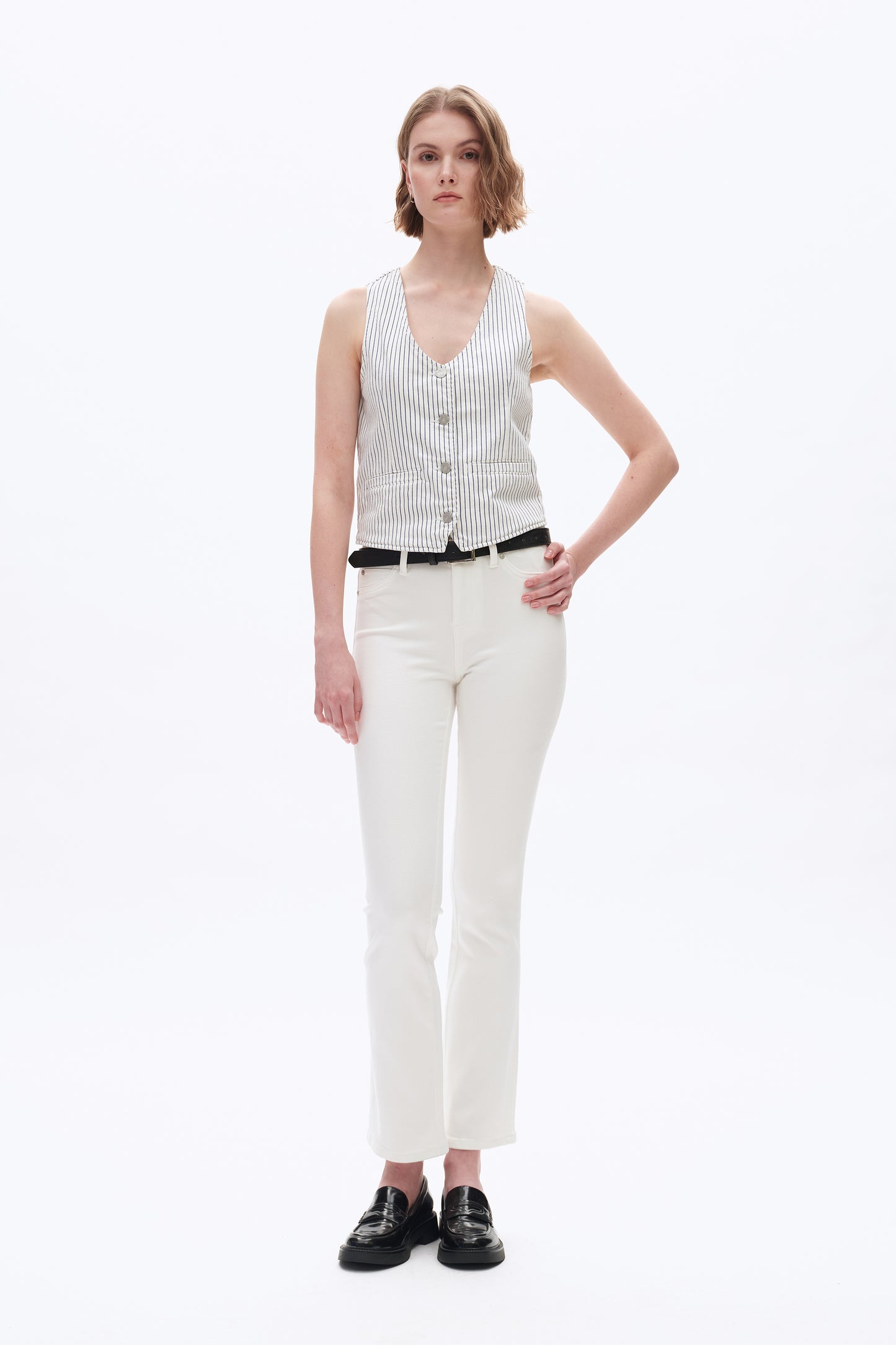 MID RISE FLARED PANTS BYF1155 (BYMJ154) WHITE