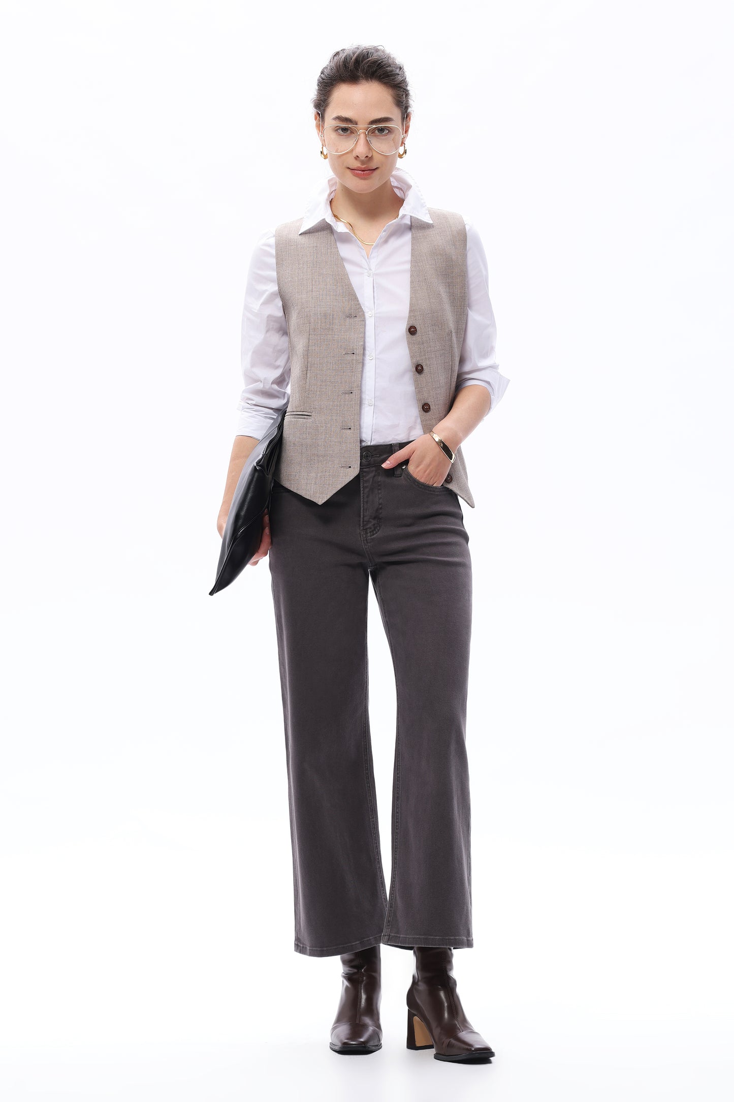 PLUS MID RISE STRAIGHT BYT5198-P GRAY