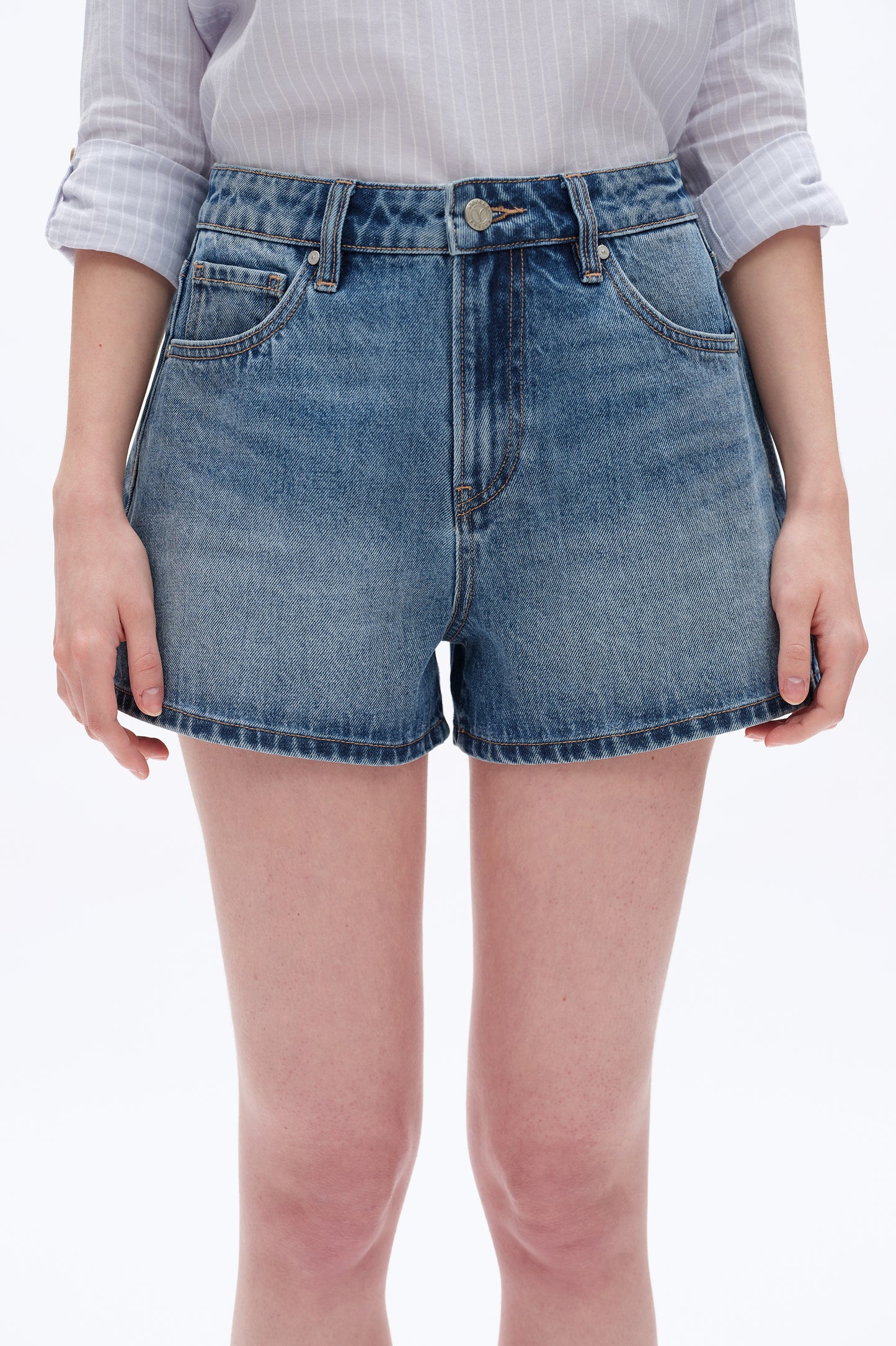 MID RISE DENIM SHORTS BYH6123 (BYHE250) MEDIUM BLUE