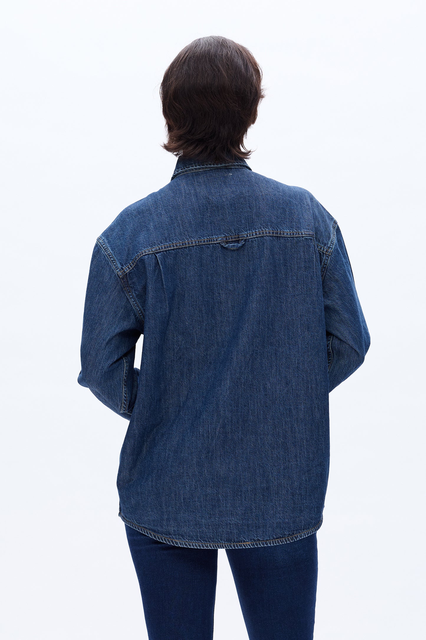 OVERSIZED DENIM SHIRT BYJ9047 DARK BLUE