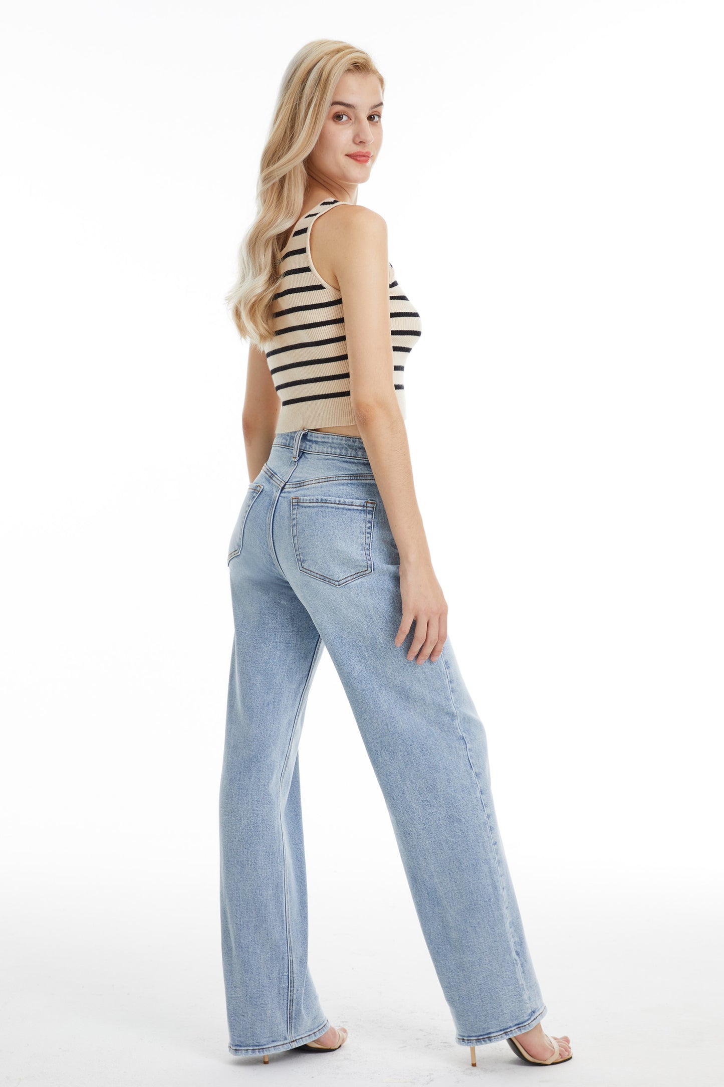 DALILA HIGH RISE RELAXED STRAIGHT JEANS BYT5196 (BYHE086) ICE BLUE