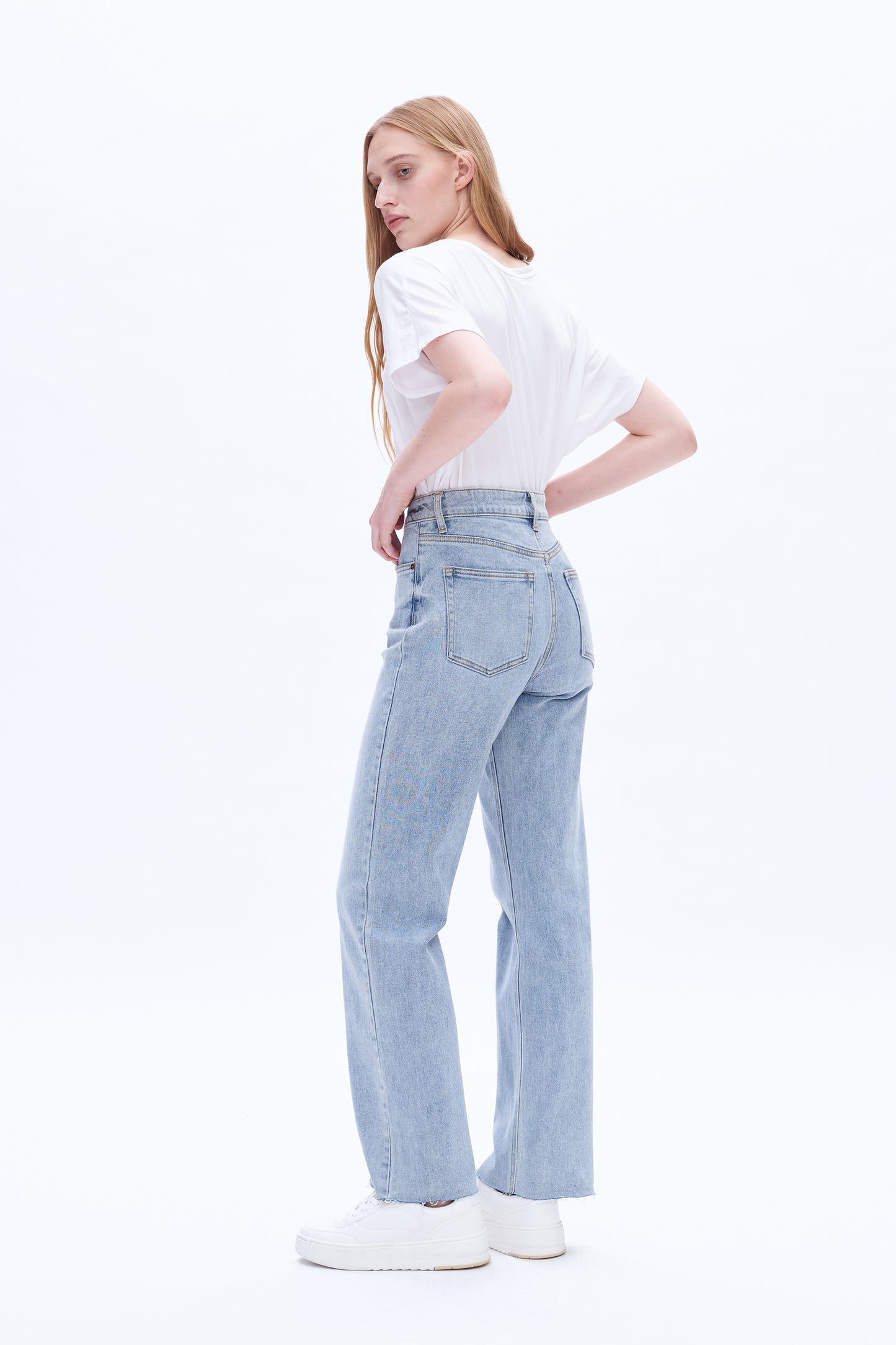 HIGH RISE WIDE LEG JEANS BYW8066 GLACIER