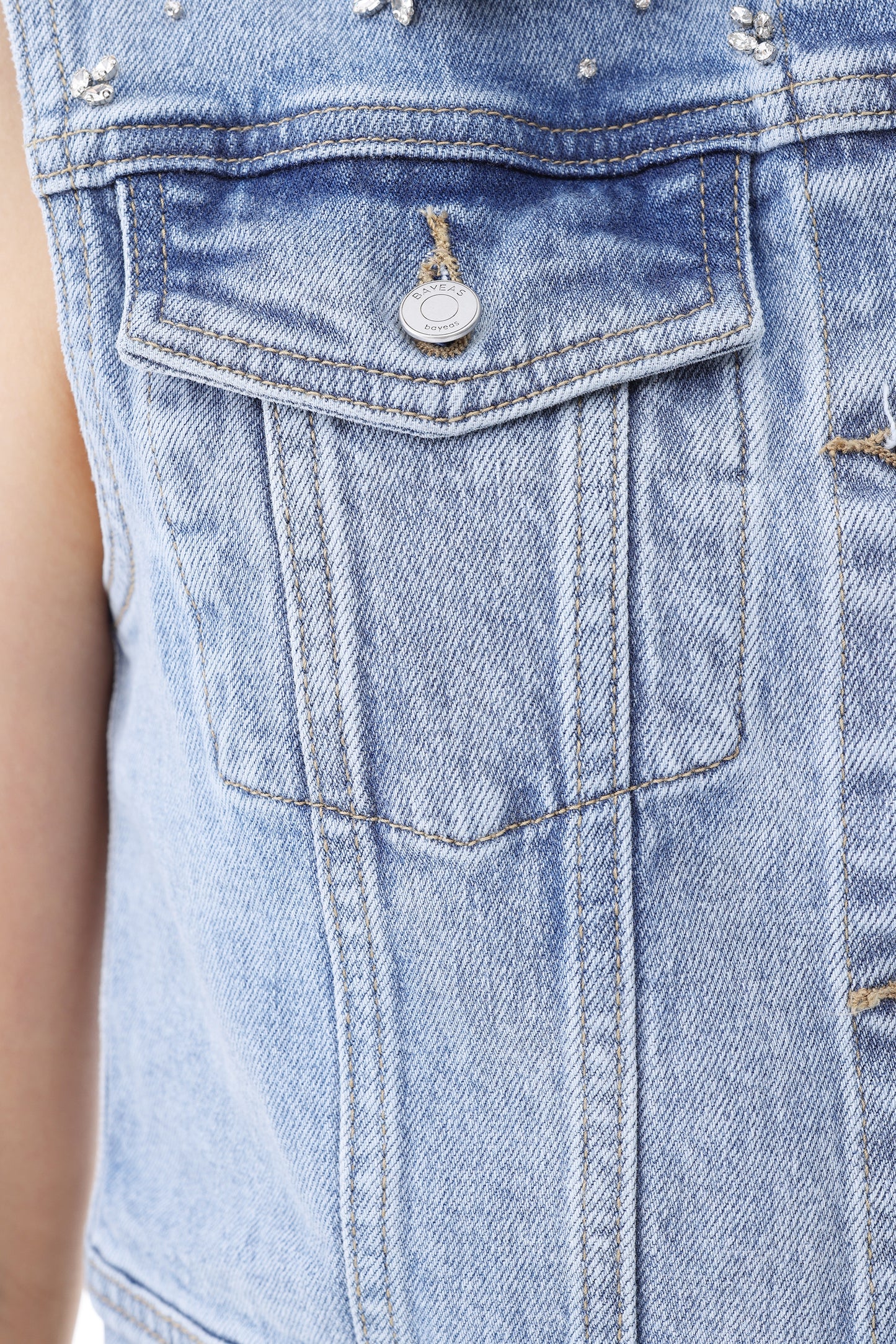 CROPPED DENIM VEST BYV4008