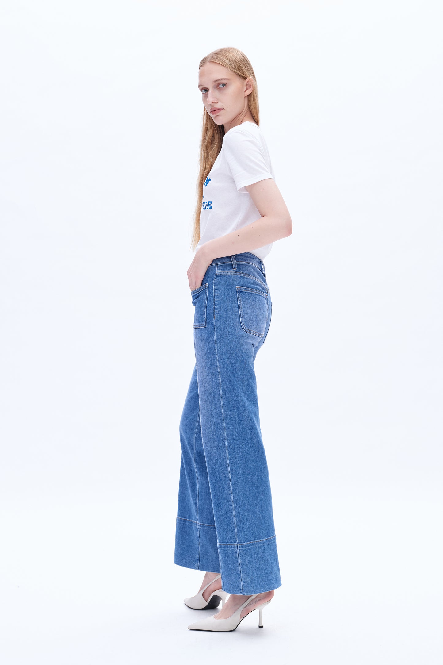 KATIA MID RISE WIDE LEG DENIM JEANS BYW8152 (BYMJ042) STARLIGHT