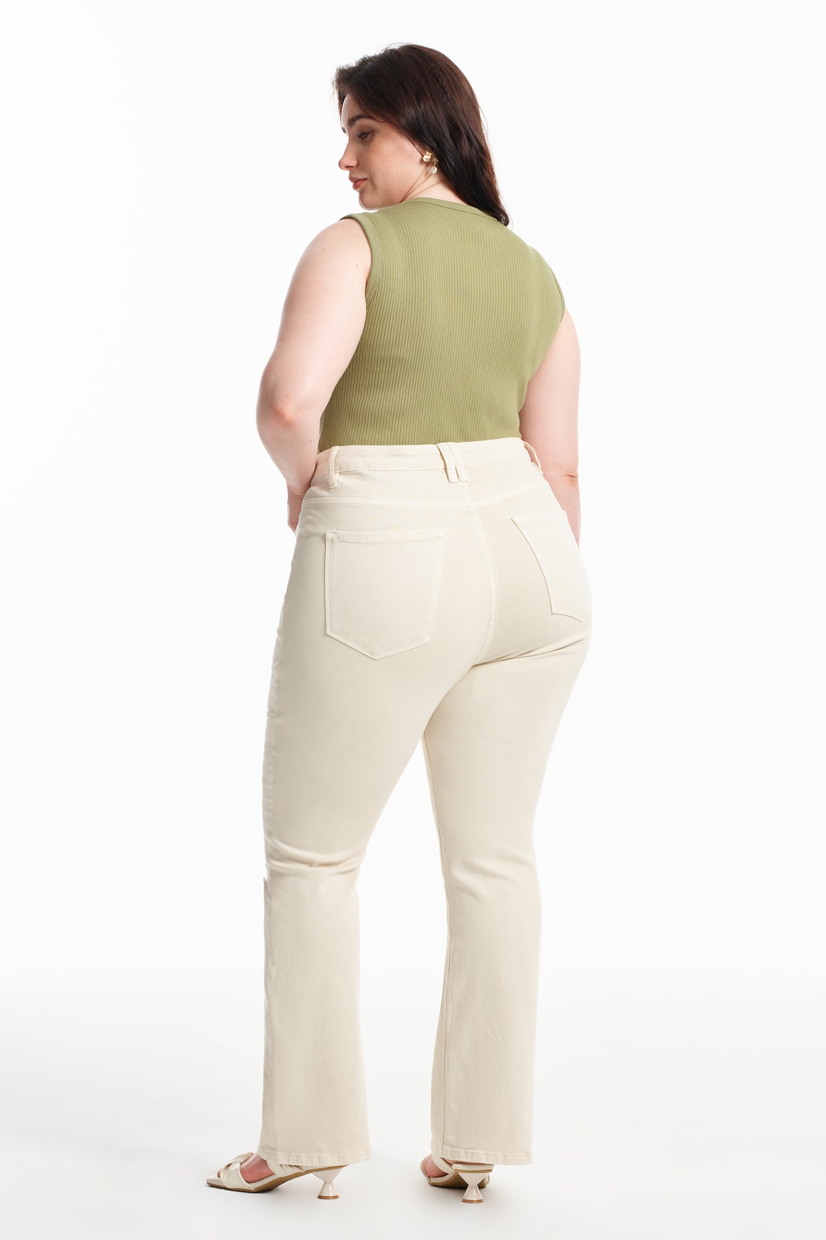 PLUS EMILY HIGH RISE DISTRESSED FLARE