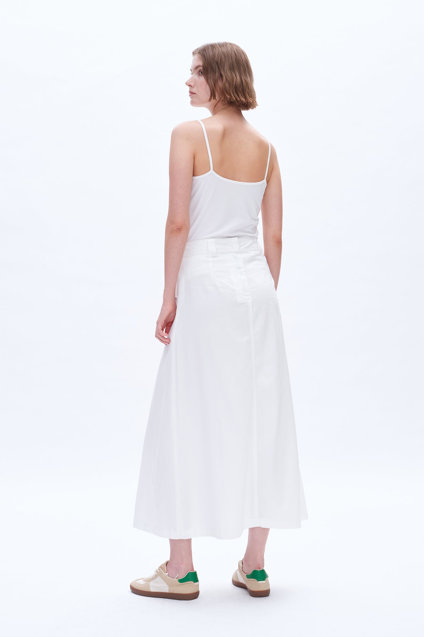 SHANNON MID RISE PLEATED LONG SKIRT BYK7046 (BYMJ124) WHITE