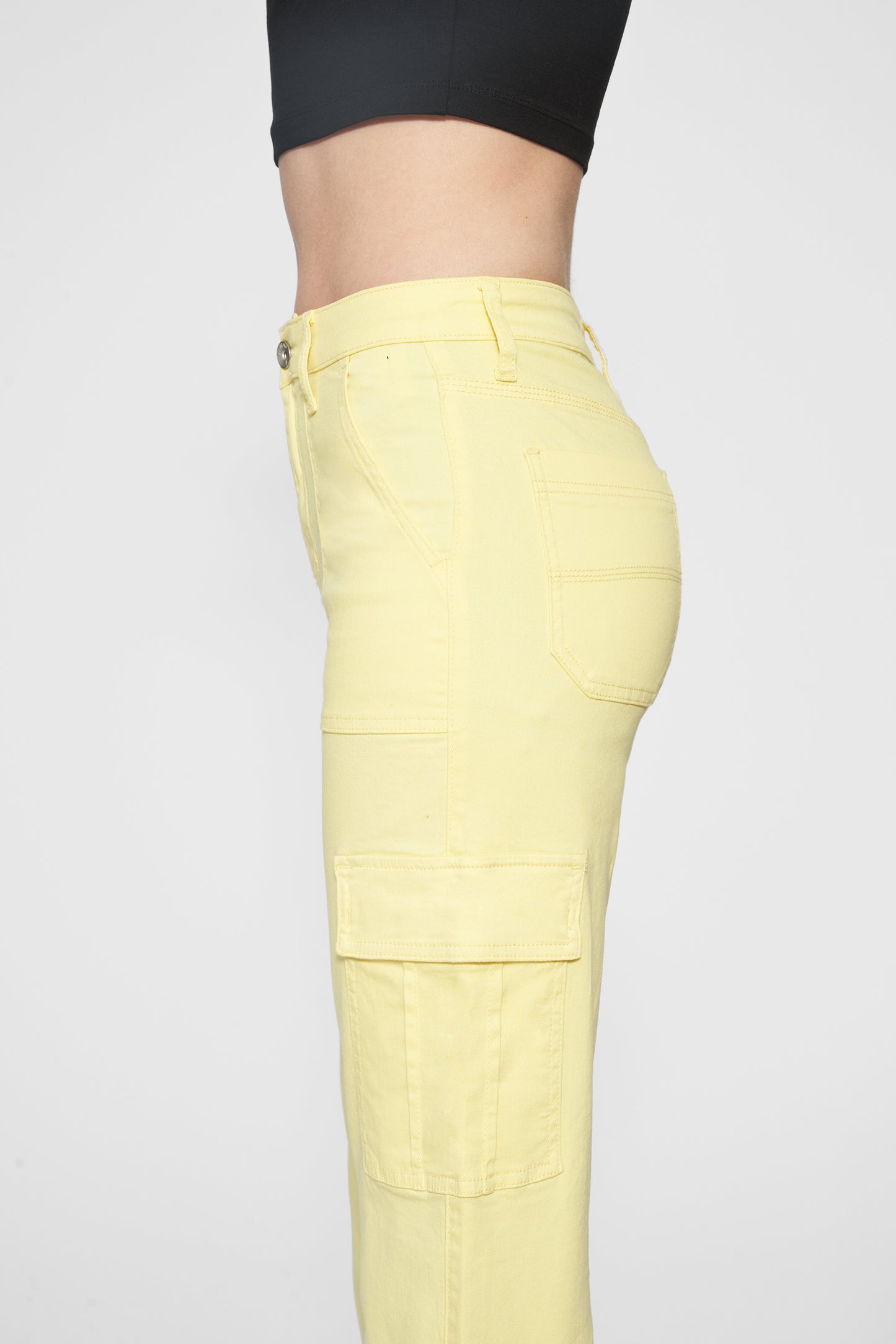 ANGEL SUPER HIGH RISE CARGO STRAIGHT PANTS BYT5197 (BYHE091) LIGHT YELLOW