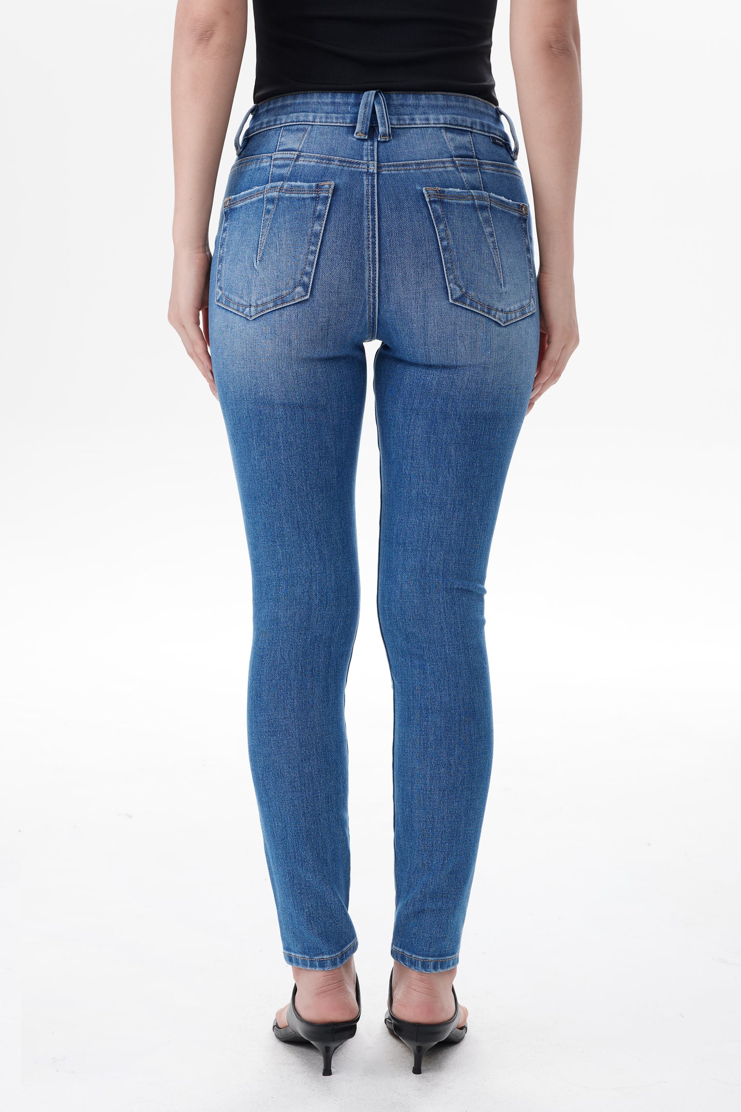 VIENNA MID RISE SKINNY ANKLE JEANS Glazed Layered Blue