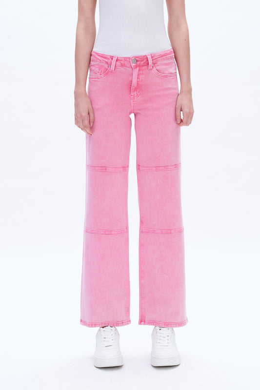 JUDY MID RISE WIDE LEG PANTS BYW8160 (BYMJ038) PINK