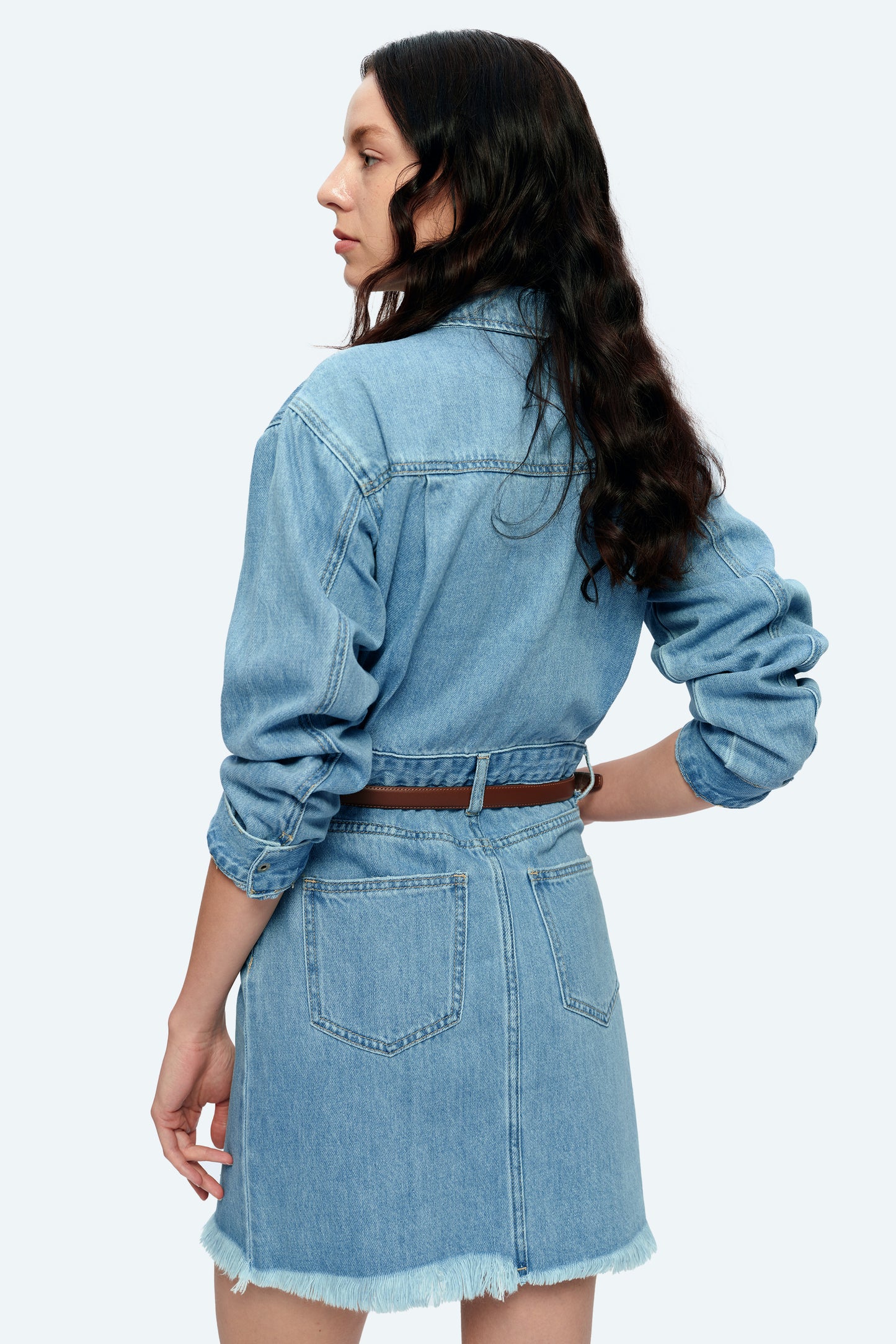 THE RESA DENIM SHIRT DRESS BYK7027 LIGHT BLUE