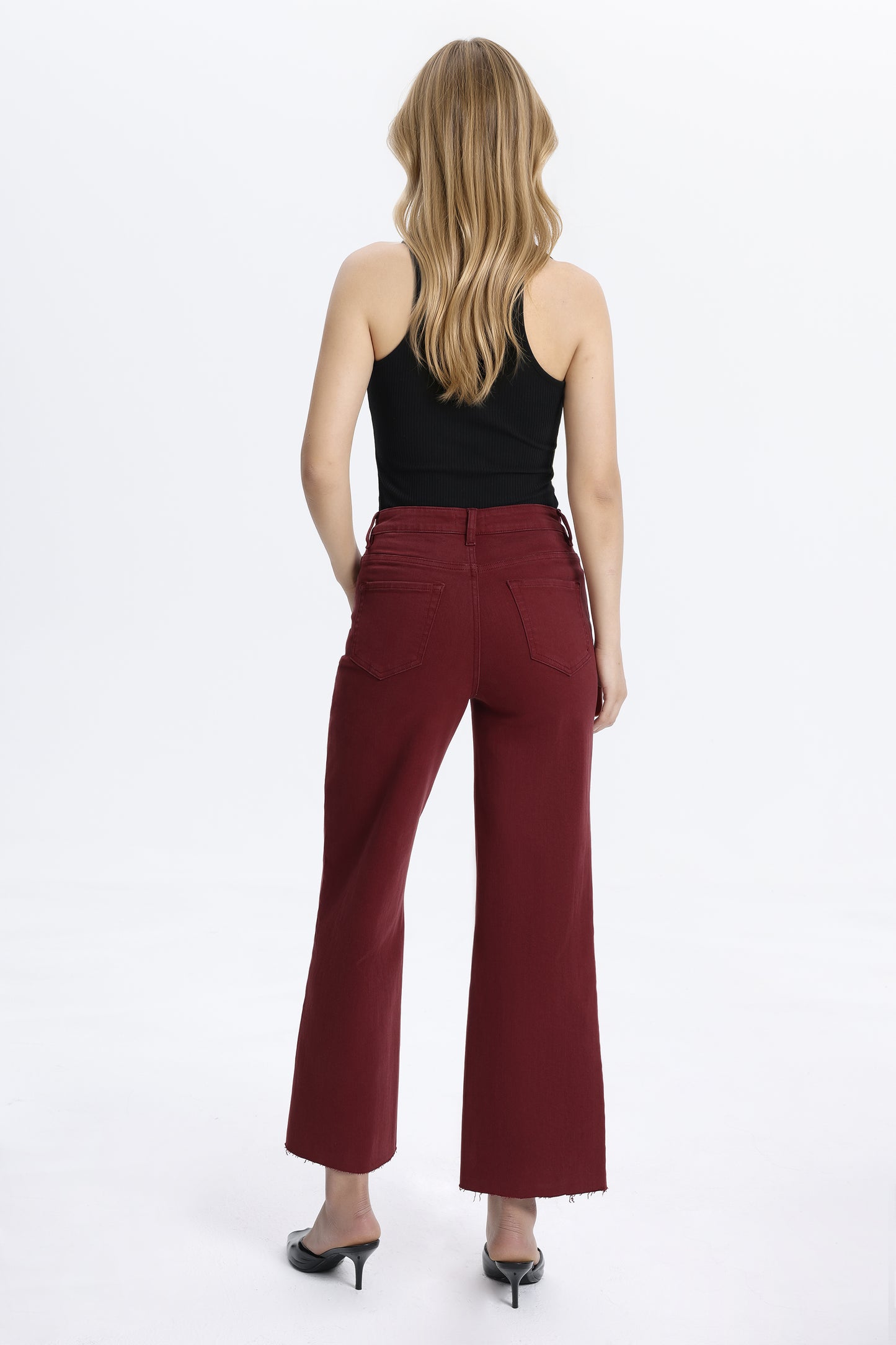 HIGH RISE WIDE LEG BYW8015 CRIMSON