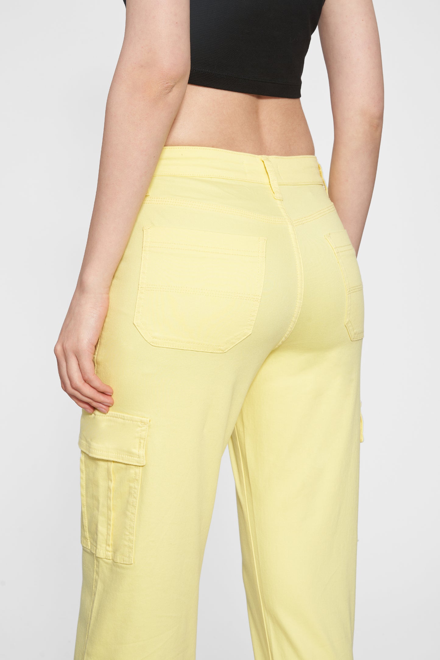 ANGEL SUPER HIGH RISE CARGO STRAIGHT PANTS BYT5197 (BYHE091) LIGHT YELLOW