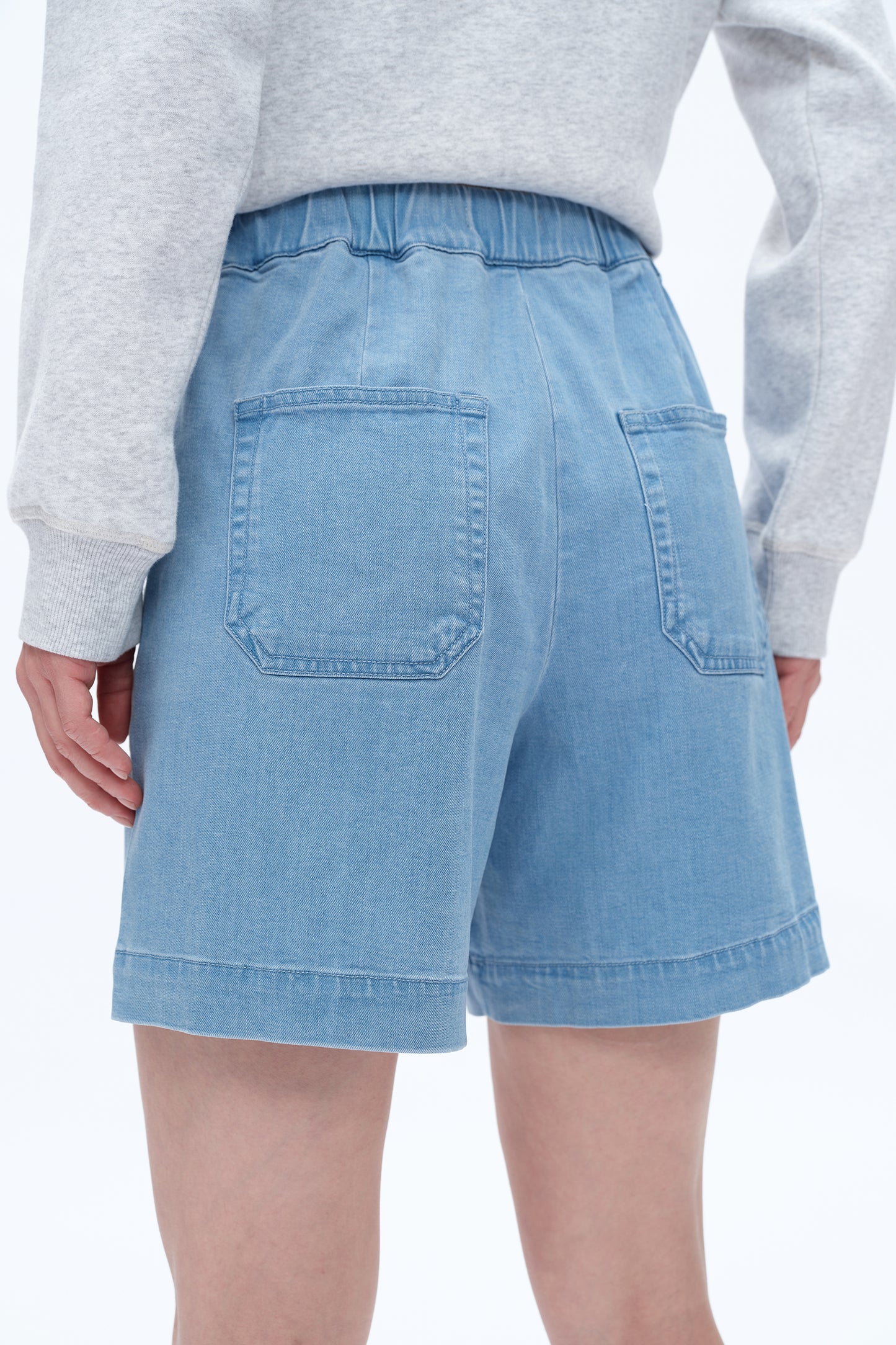 HIGH RISE RELAX DRAWSTRING DENIM SHORTS BYH6111 (BYMJ190) LIGHT BLUE