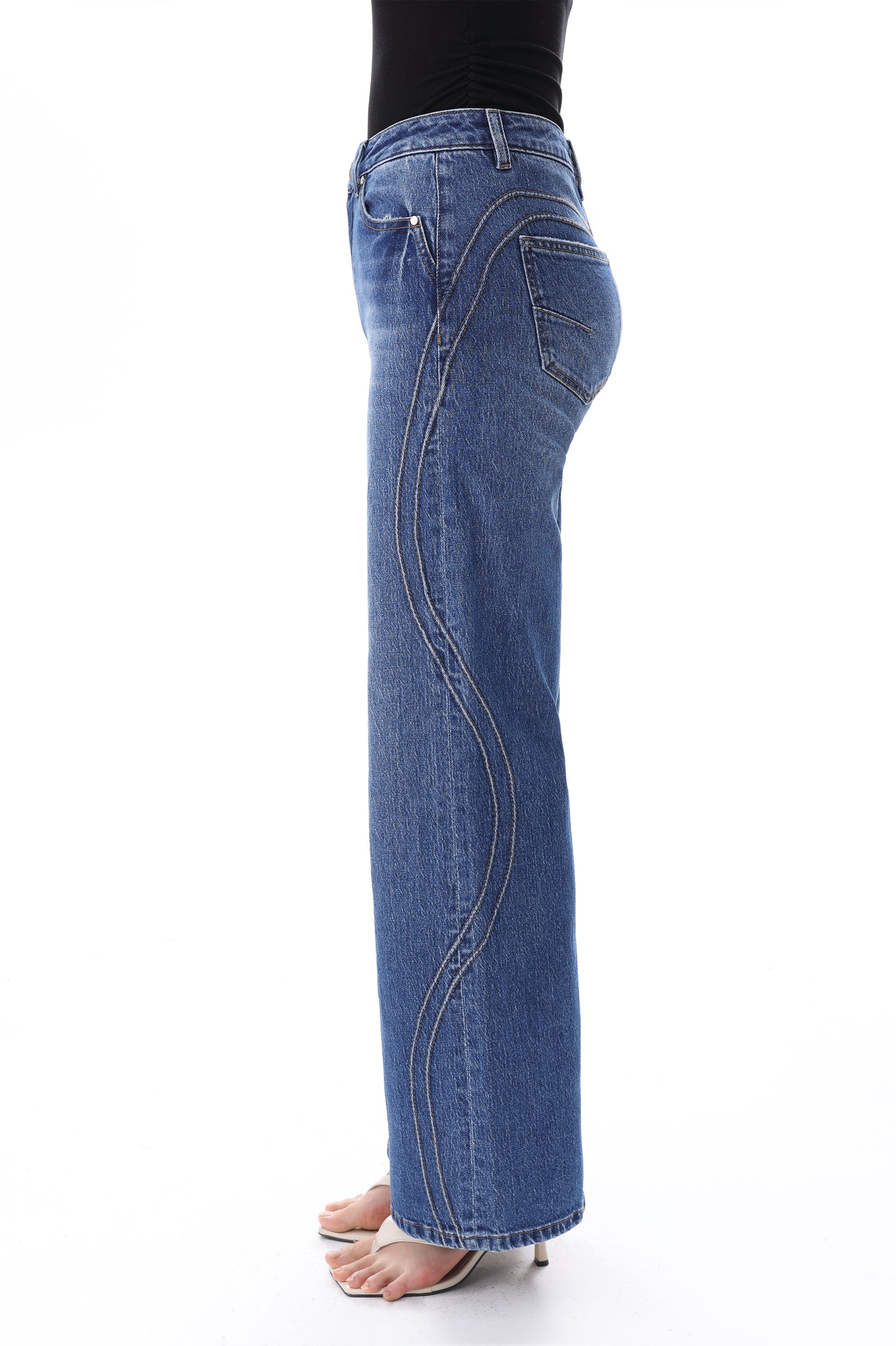 NEW YORK HIGH RISE FLARED WIDE LEG FULL JEANS BYW8428