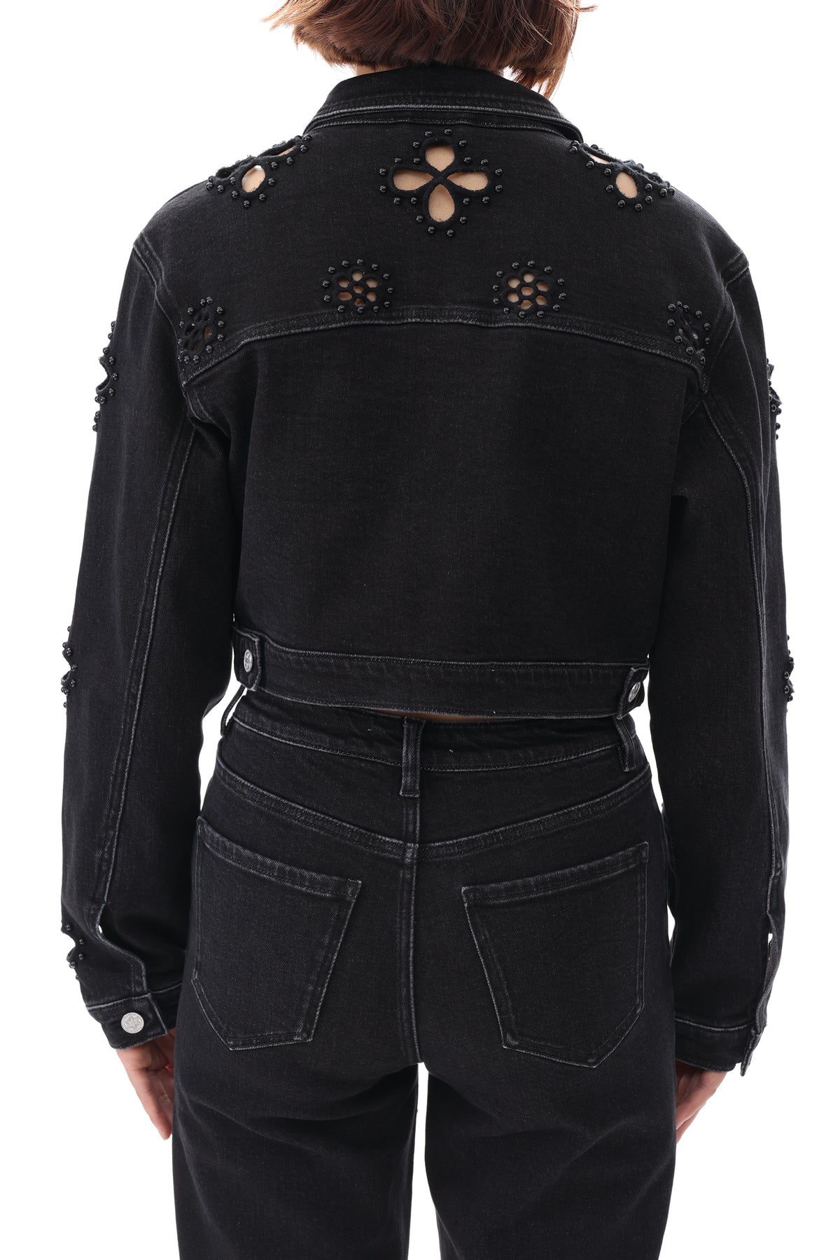 BOSTON CROPPED DENIM JACKET BYJ9078 BLACK