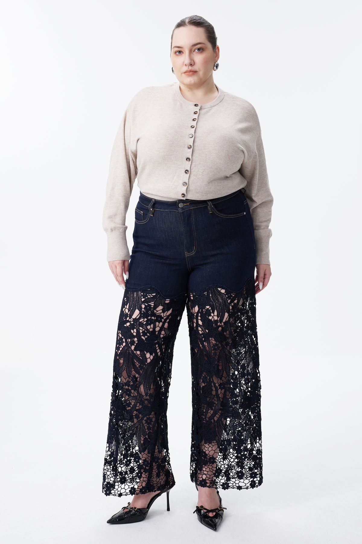 Plus Wide Leg Lece Jeans BYW8090B Inseam 30"(RINSE)