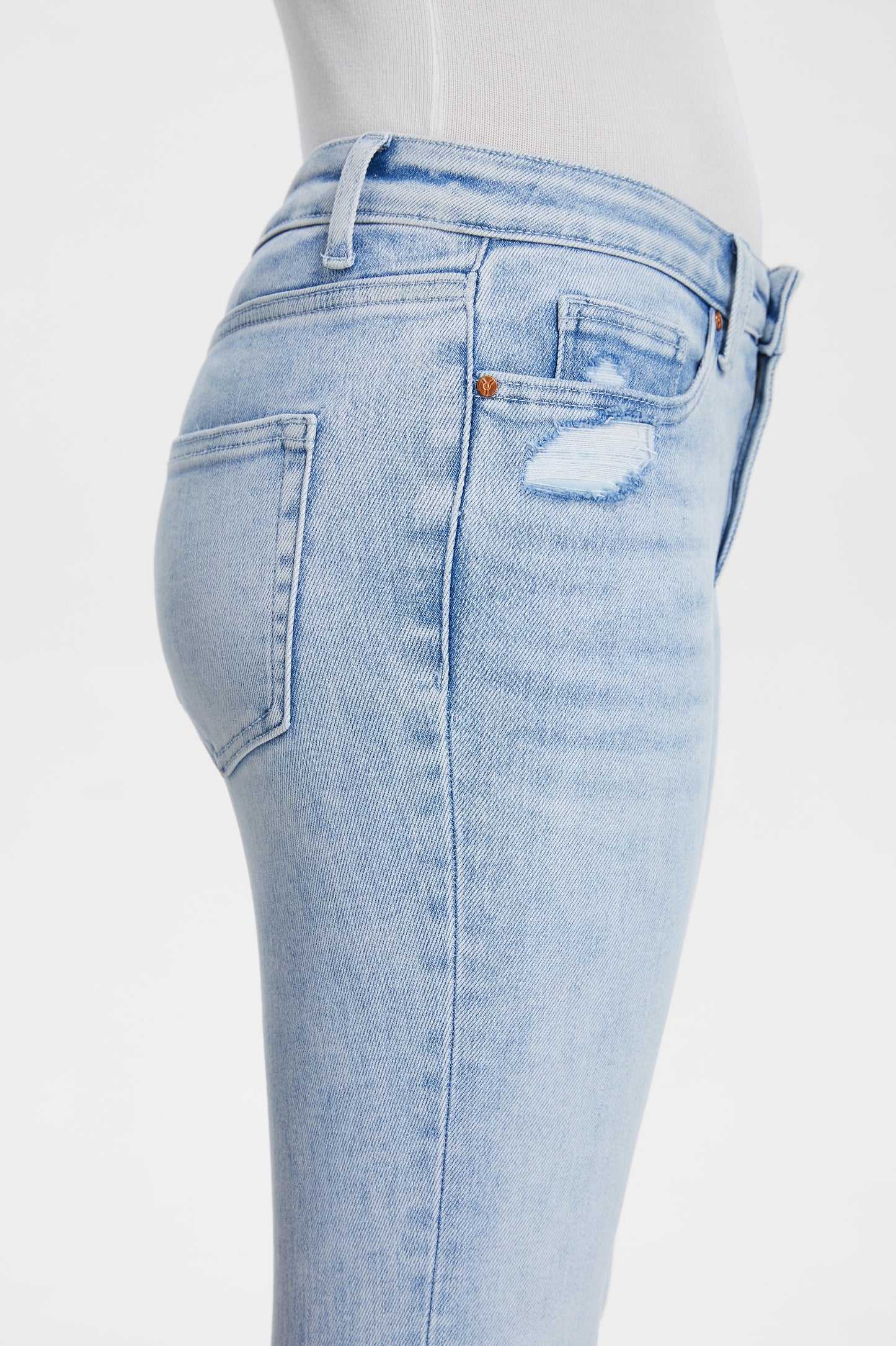 DAISY HIGH RISE SLIM JEANS WITH RAW HEM BYT5184 (BYHE015) WAVE