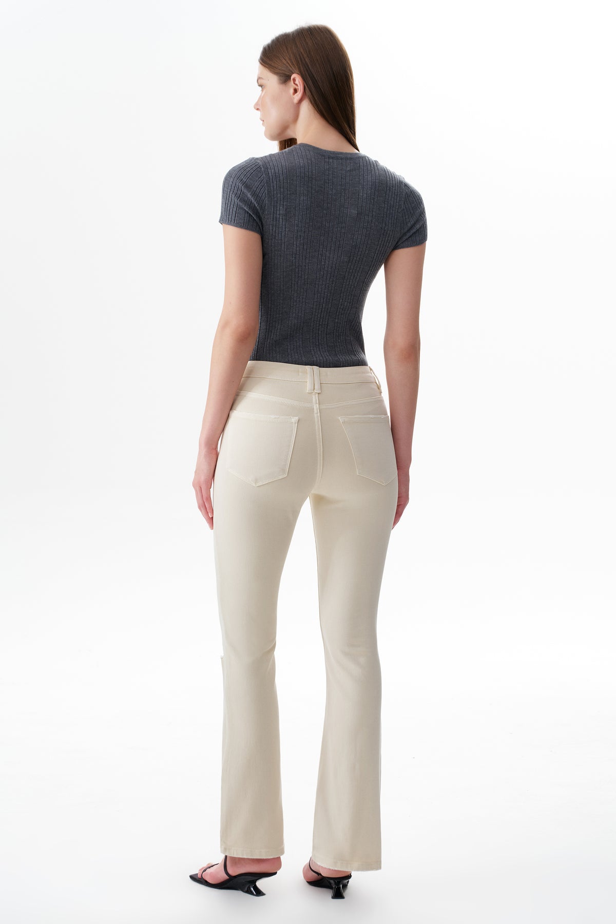 EMILY HIGH RISE DISTRESSED FLARE