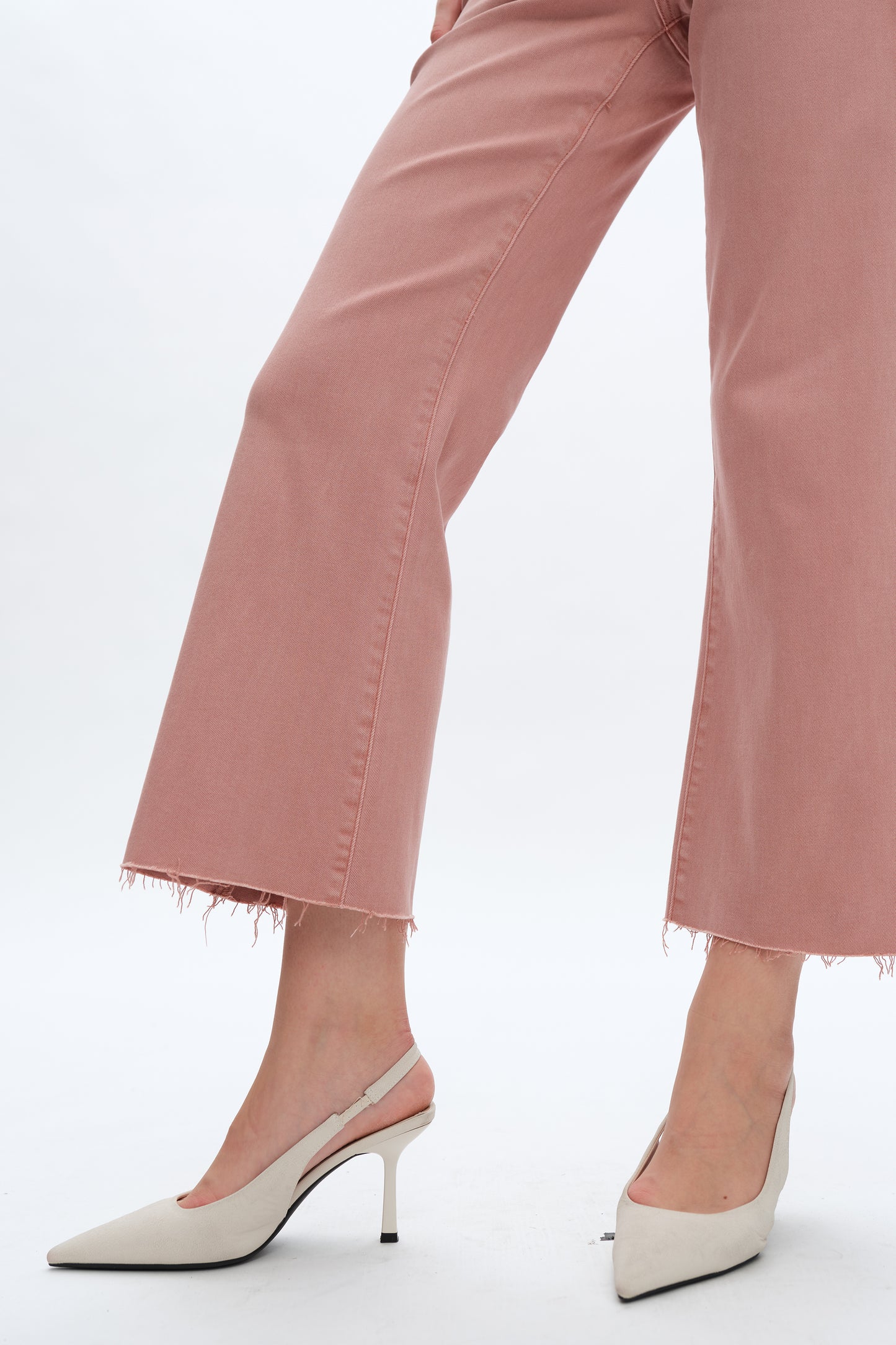 LESLIE HIGH RISE WIDE LEG JEANS WITH RAW HEM BYW8142 (BYHE112) DUSTY PINK