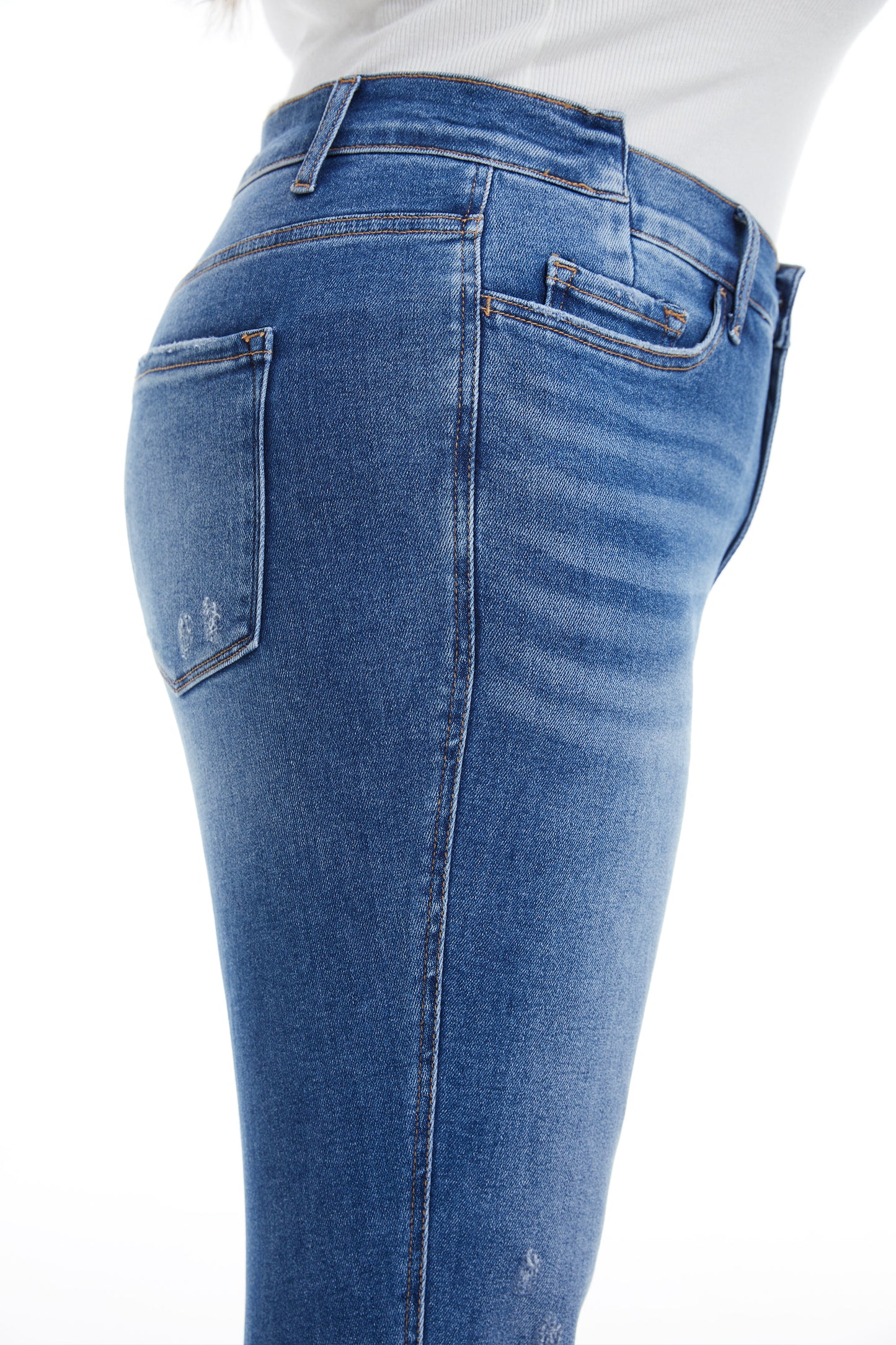 HIGH RISE CROPPED STRAIGHT JEANS BYT5164-P (BY4401A) MEDIUM BLUE PLUS SIZE