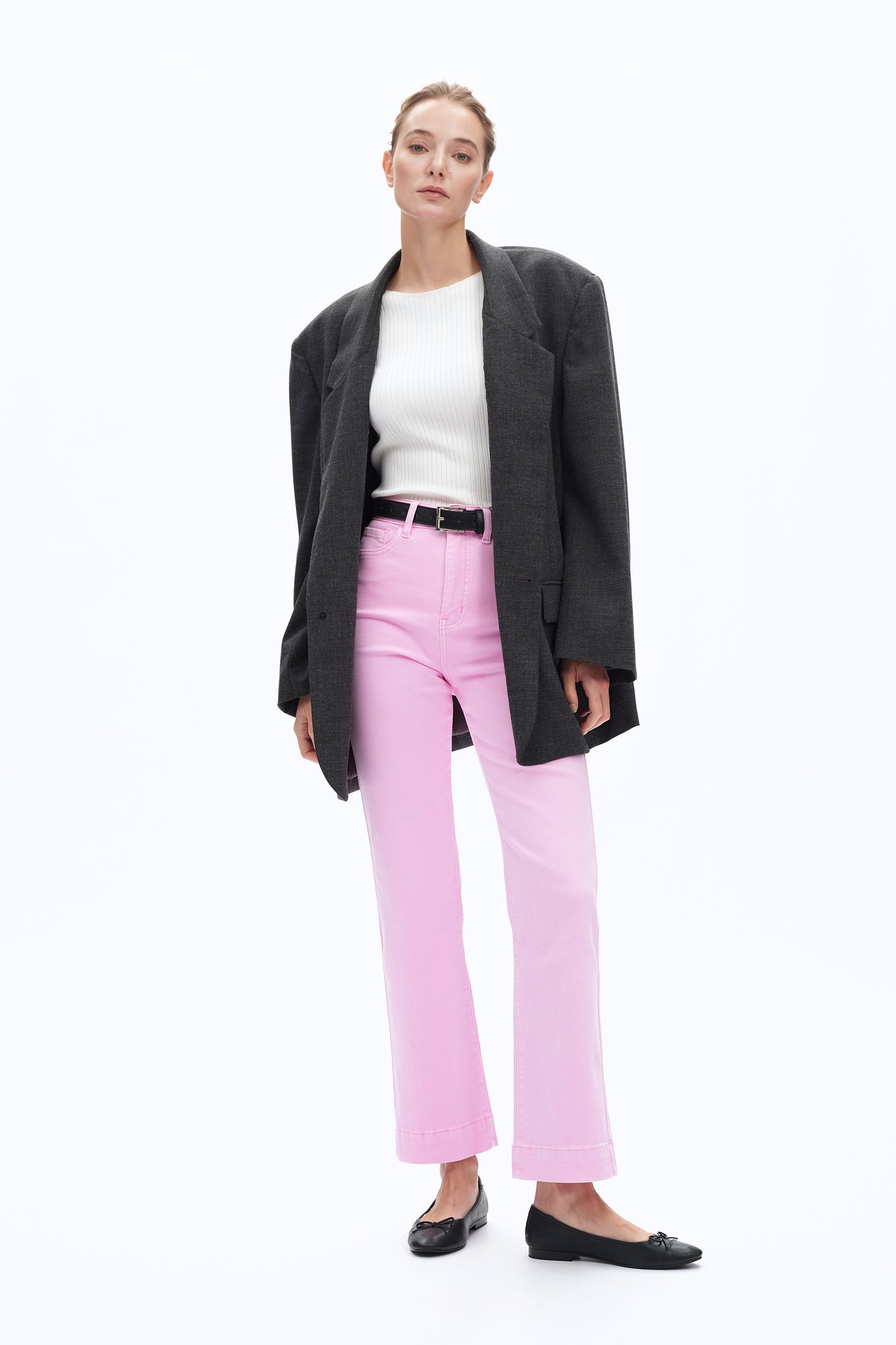 SUPER HIGH RISE BOOTCUT PANTS BYF1173 (BYHE324) PINK LADY