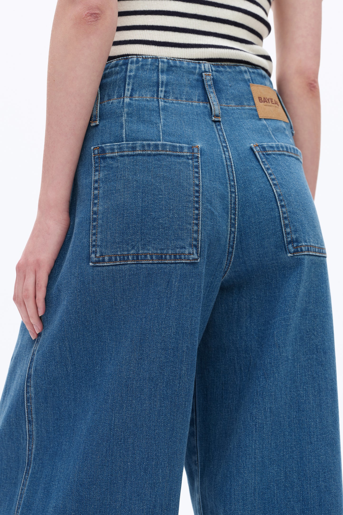 HIGH RISE WIDE LEG DENIM JEANS BYW8181 (BYMJ208) RETRO MEDIUM BLUE