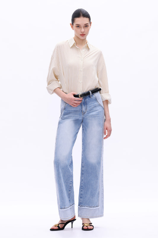 JEREMY MID-RISE TWO-TONES WIDE LEG