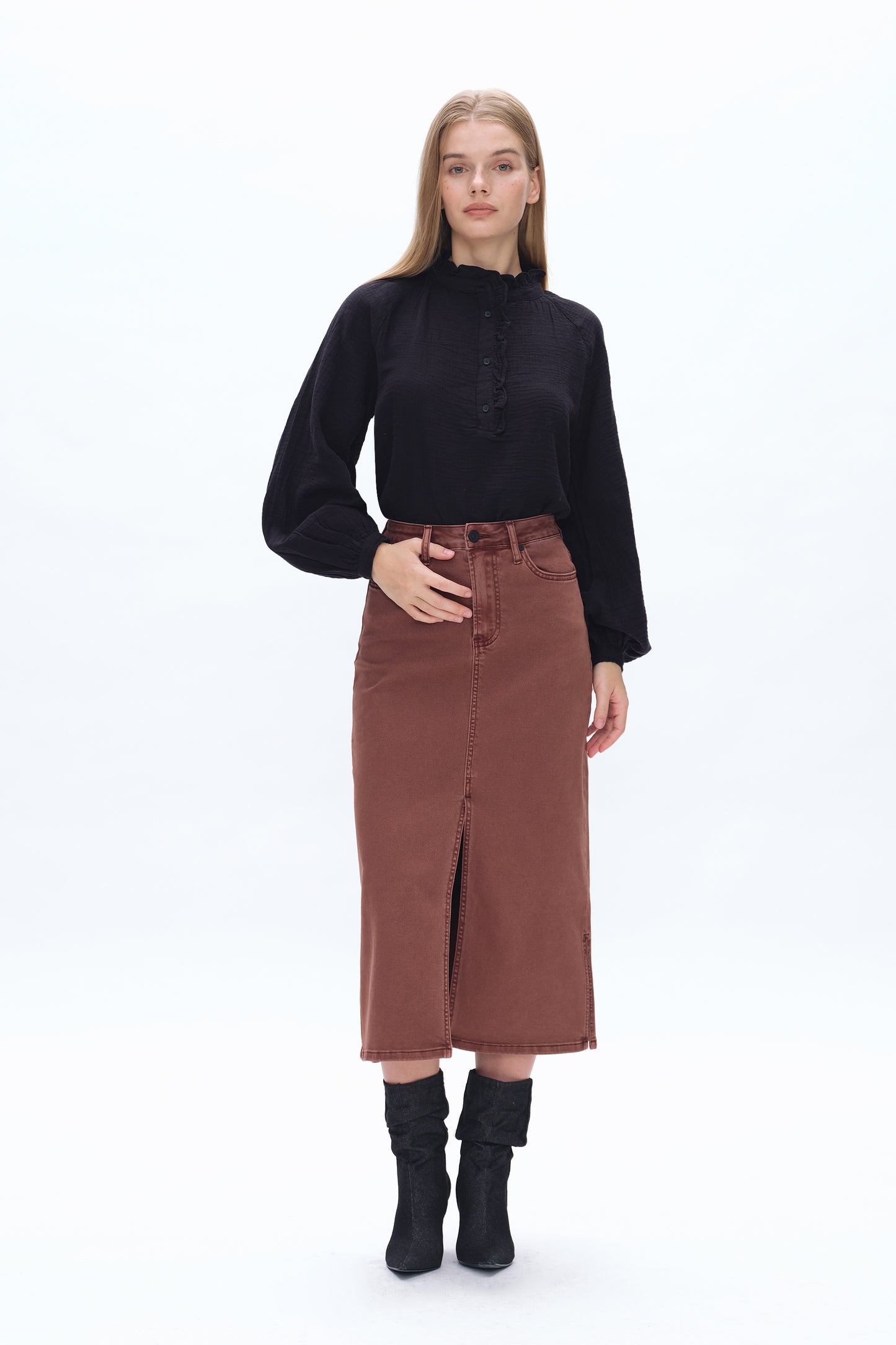 LILA STRETCH FISHTAIL SKIRT BYK7035 (BYLY058) CAPPUCCINO