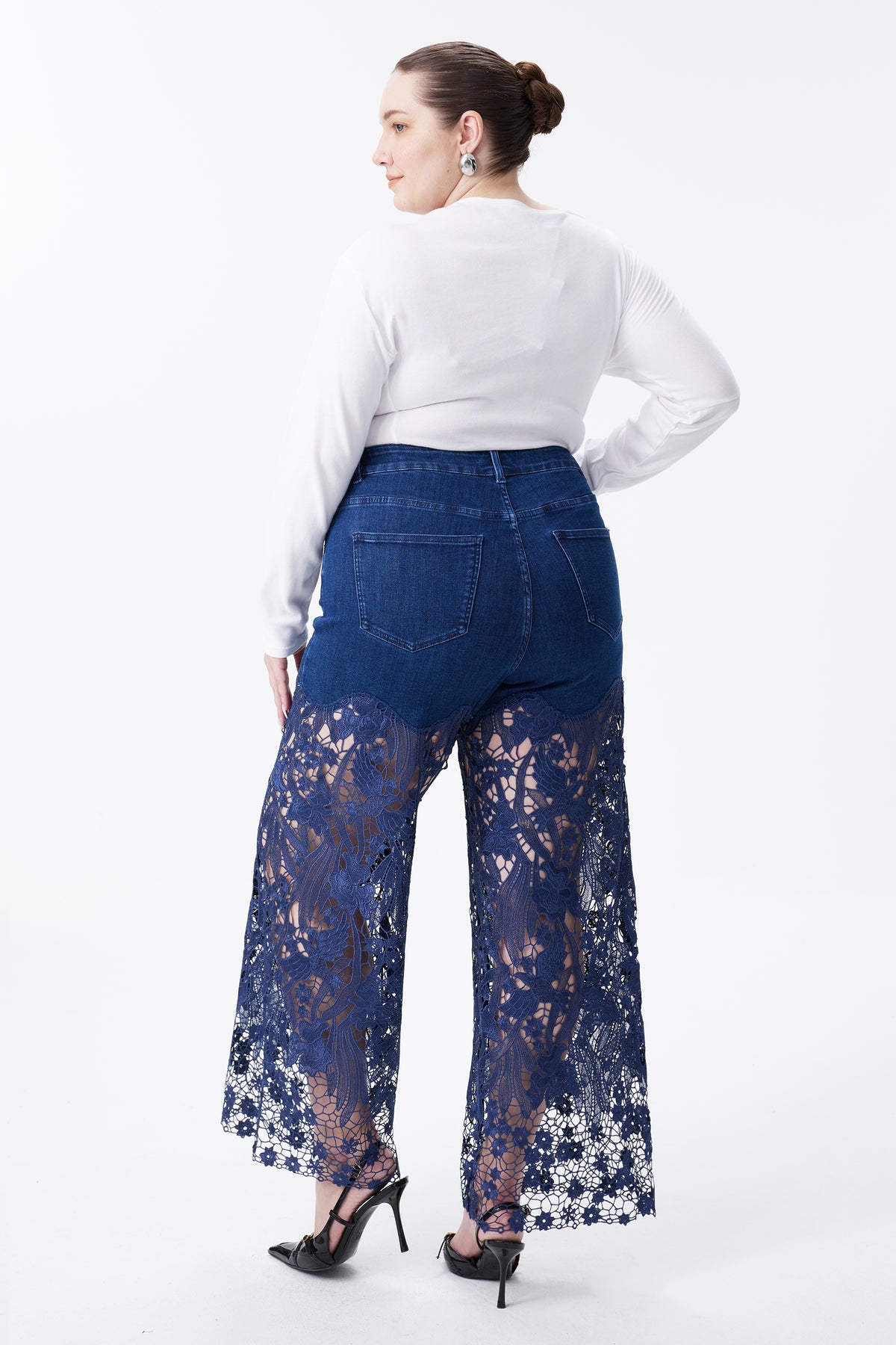 PLUS HIGH RISE LACE PANTS WITH RHINESTONE LAGOON