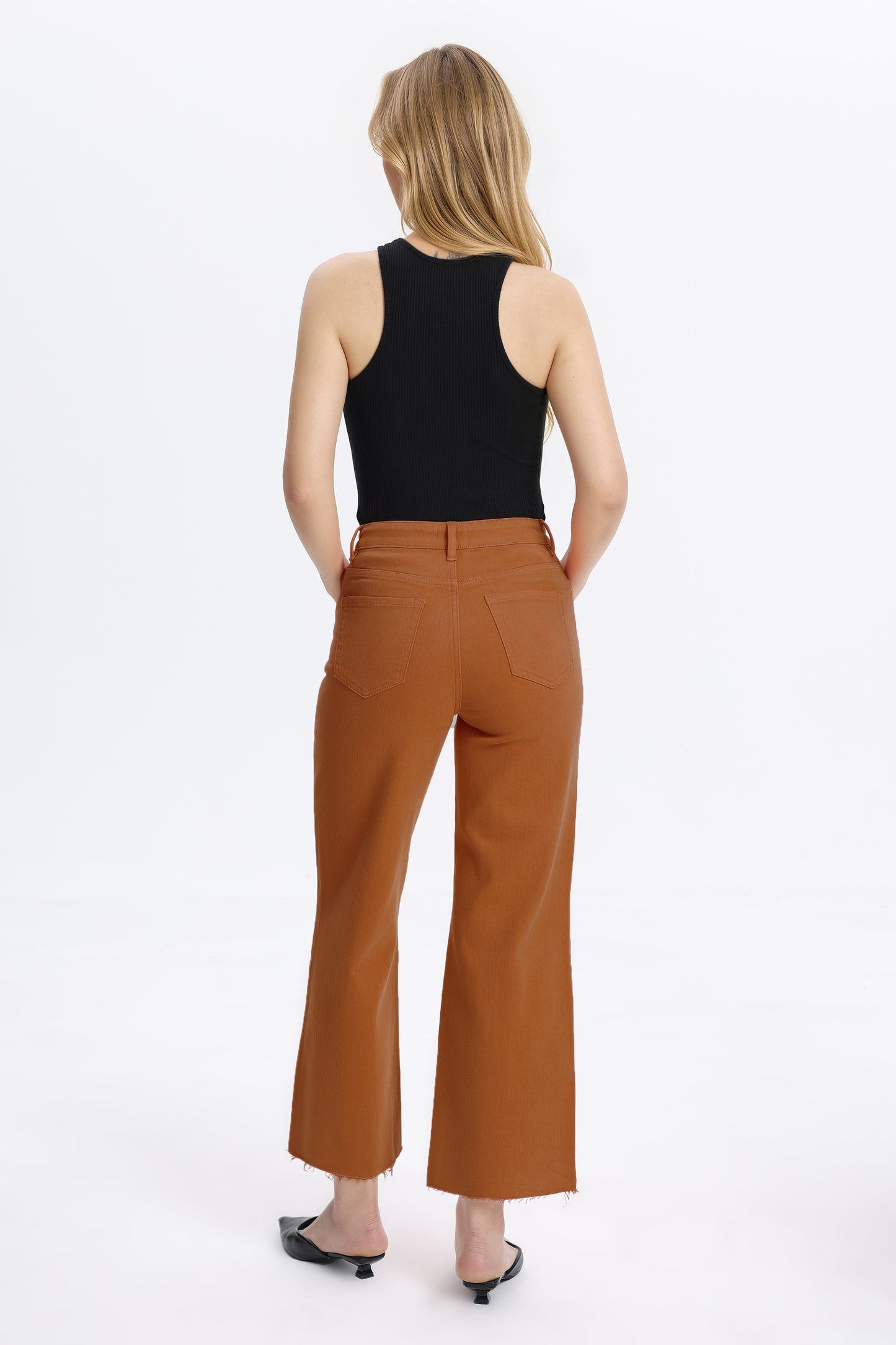 HIGH RISE WIDE LEG BYW8015 BURNT ORANGE